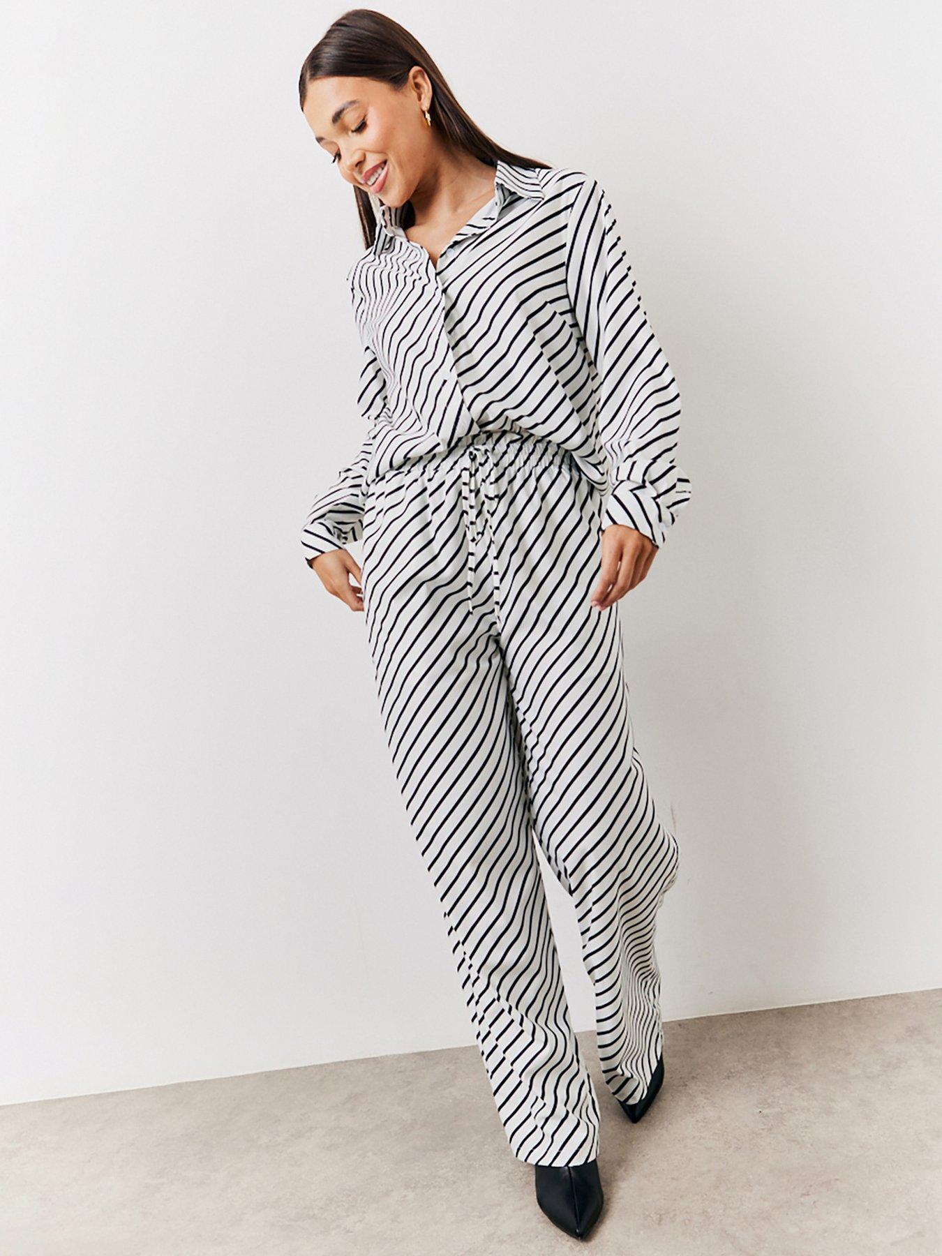Image 1 of 4 of In The Style Striped Trouser - Cream