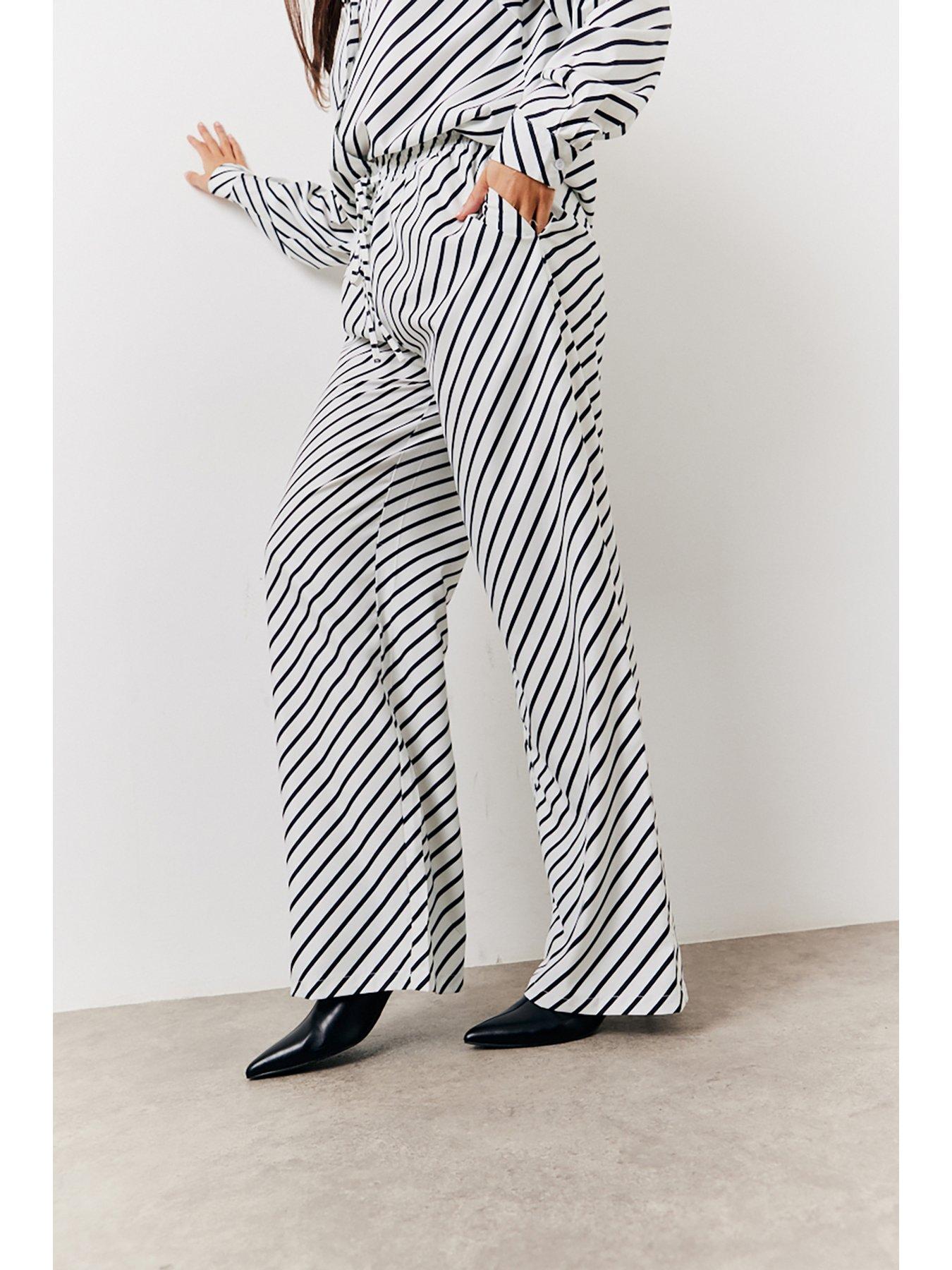Image 3 of 4 of In The Style Striped Trouser - Cream