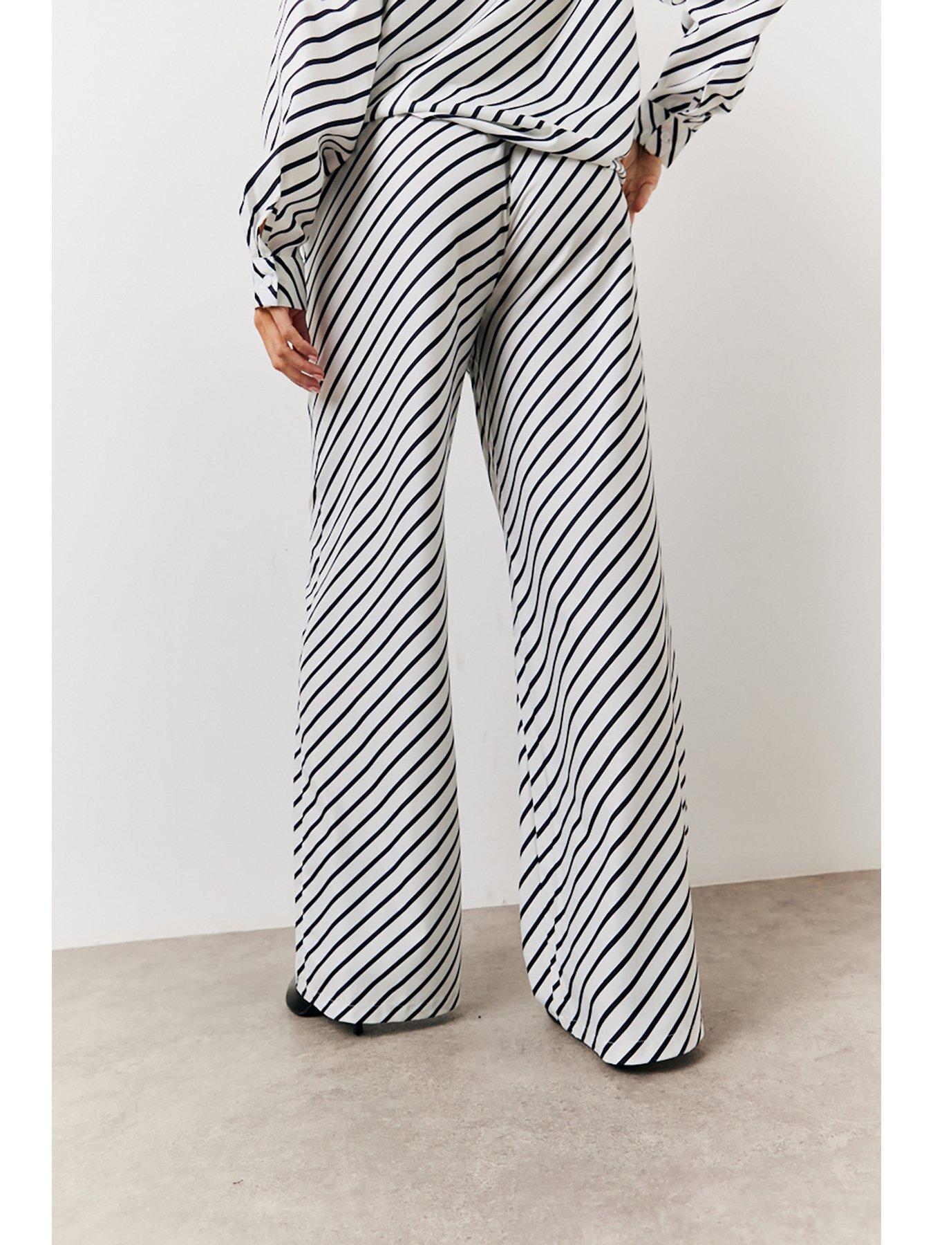 Image 4 of 4 of In The Style Striped Trouser - Cream