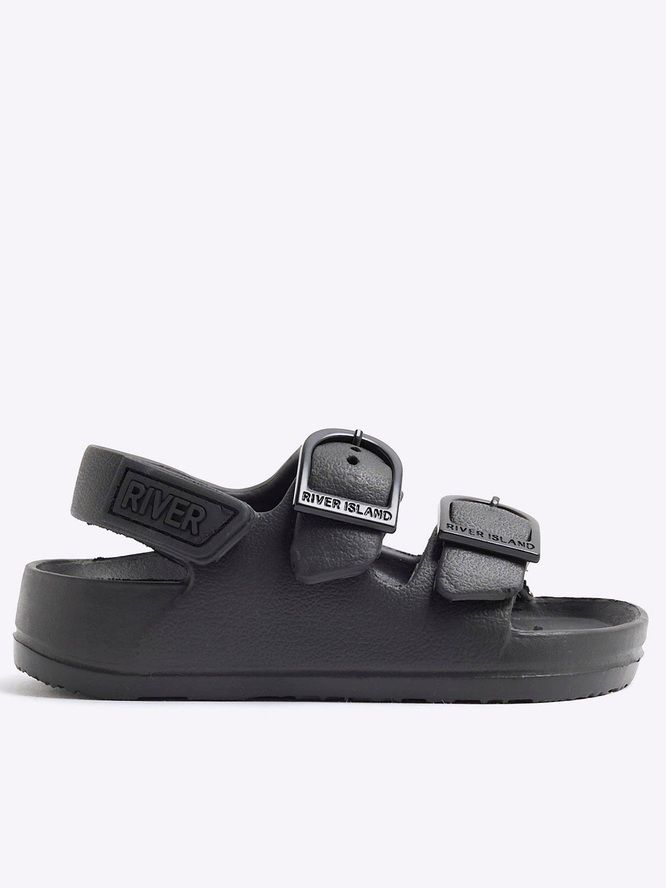 Image 1 of 5 of River Island Mini Boys Double Strap Sandals - Black