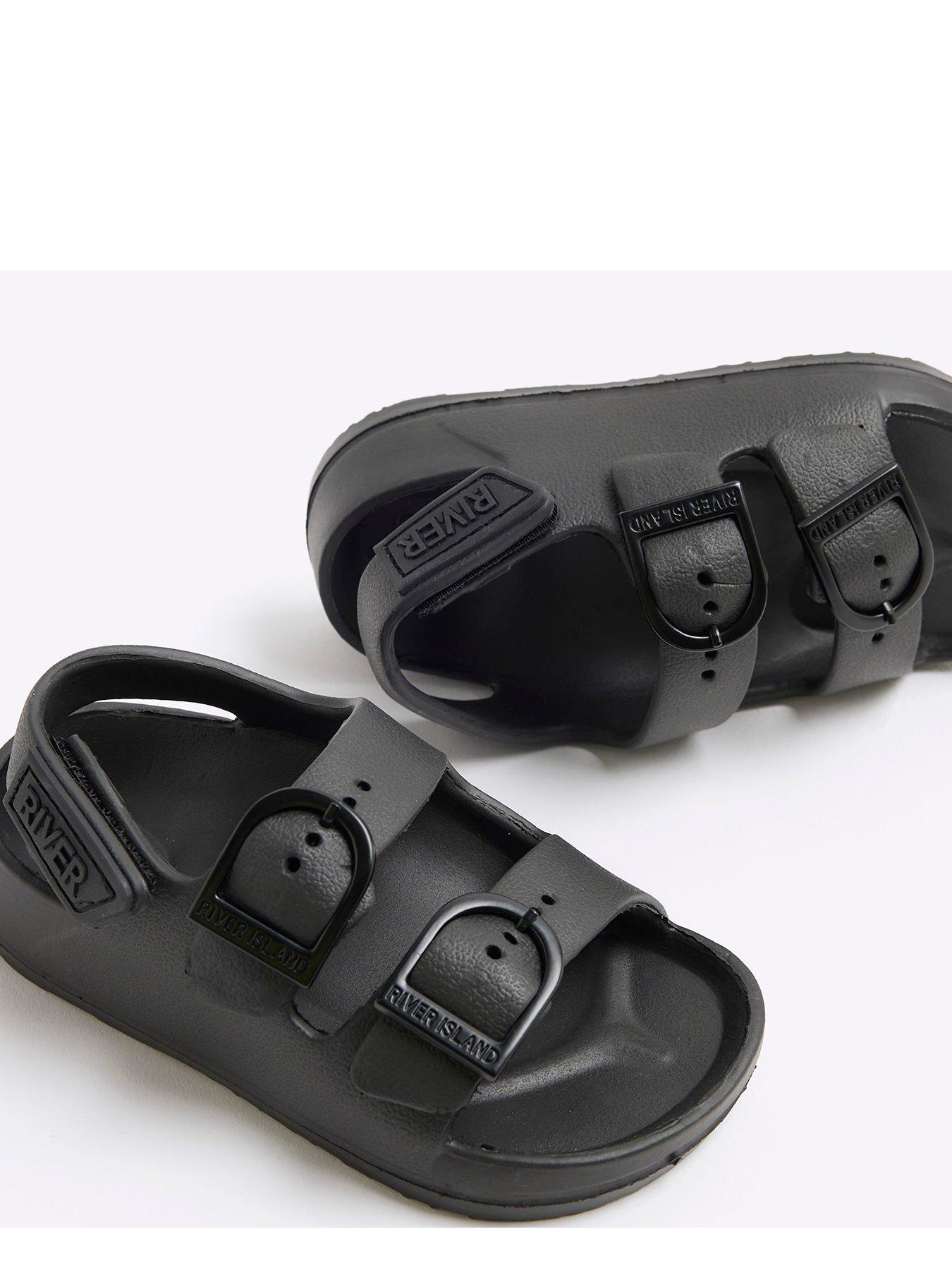 Image 4 of 5 of River Island Mini Boys Double Strap Sandals - Black