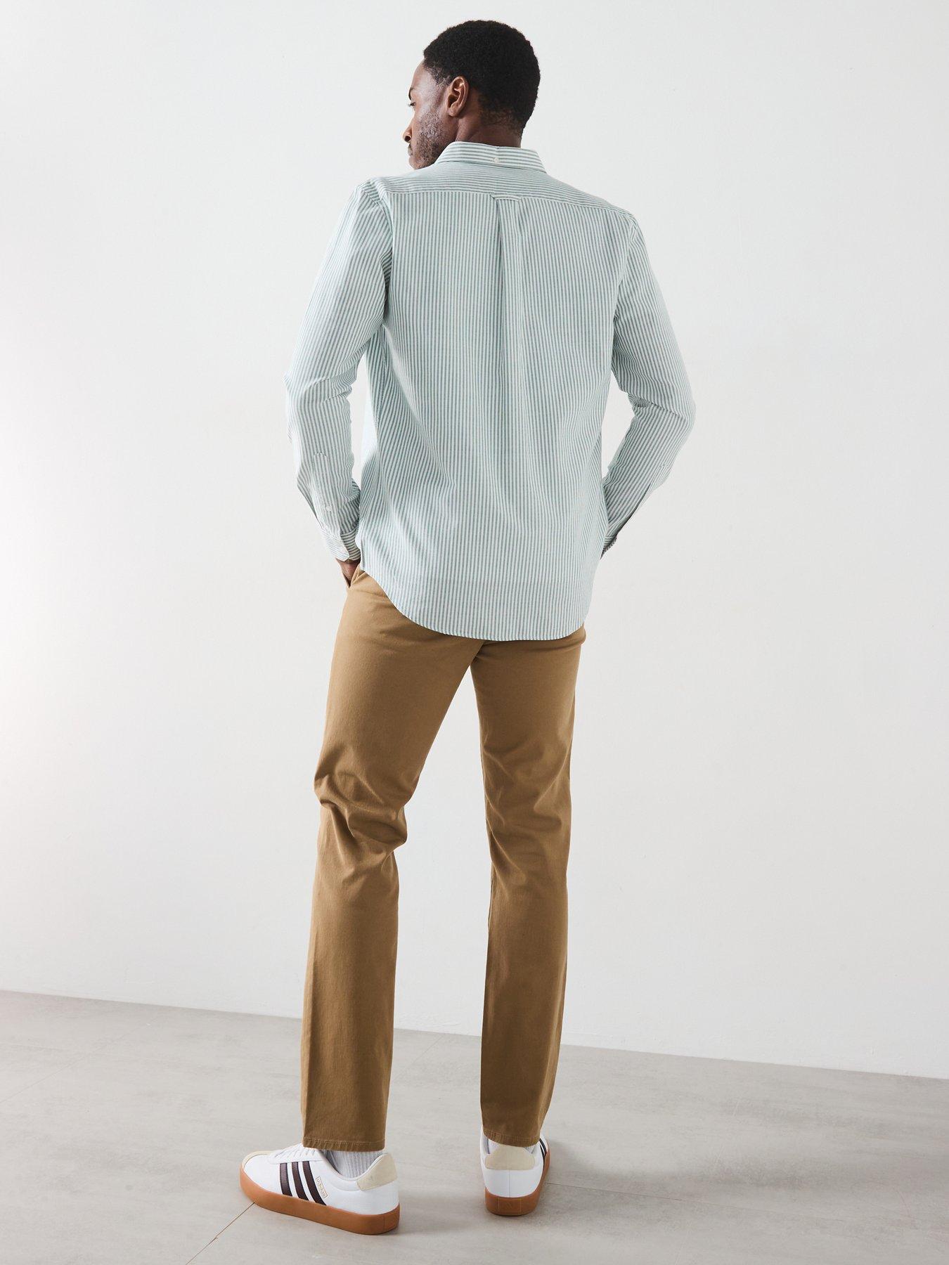 Image 2 of 6 of Farah Brewer Long Sleeve Slim Fit Striped Shirt - Green