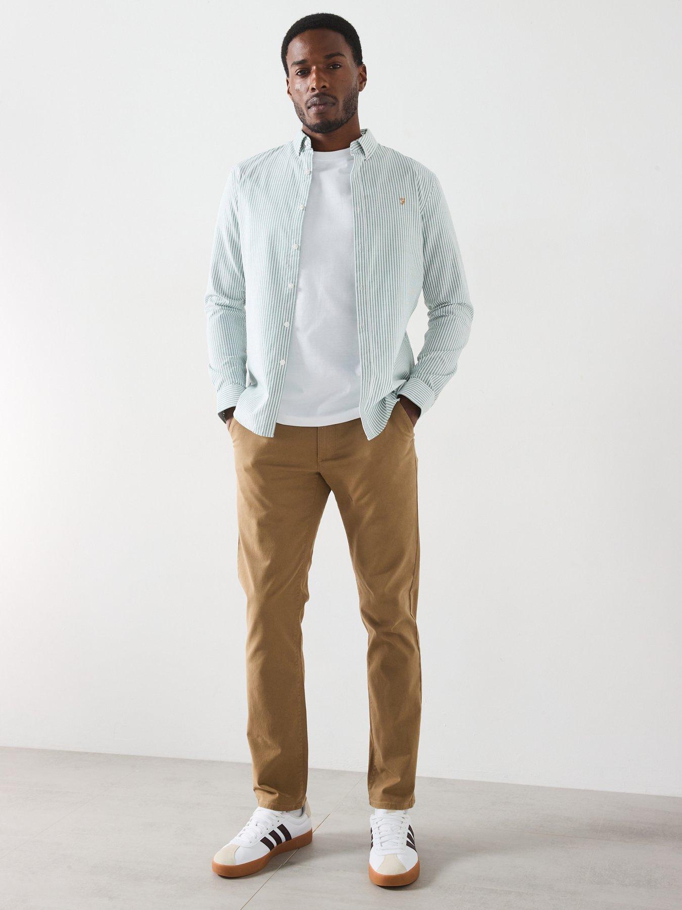 Image 3 of 6 of Farah Brewer Long Sleeve Slim Fit Striped Shirt - Green