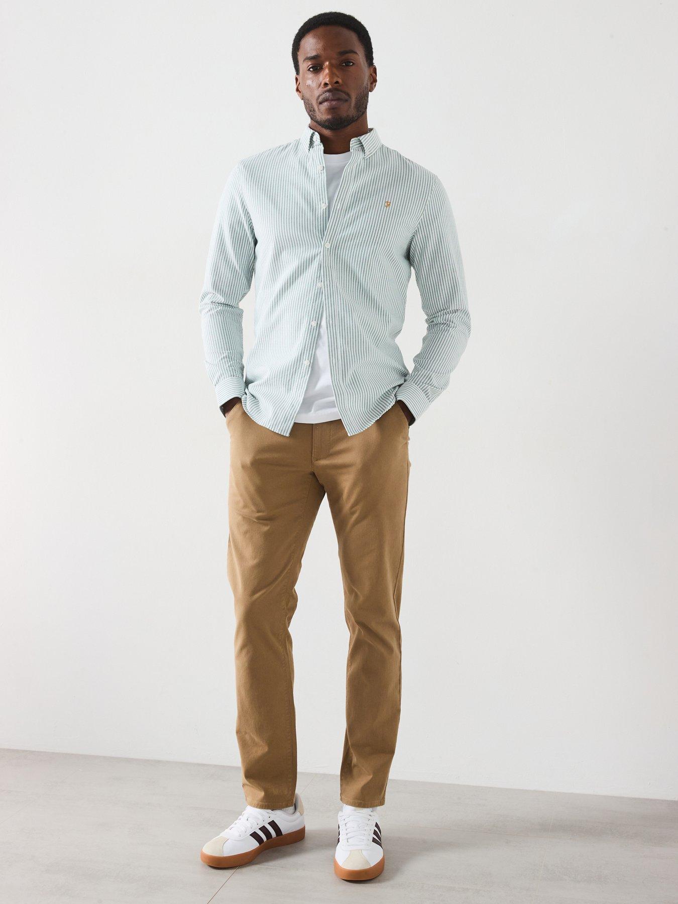 Image 5 of 6 of Farah Brewer Long Sleeve Slim Fit Striped Shirt - Green