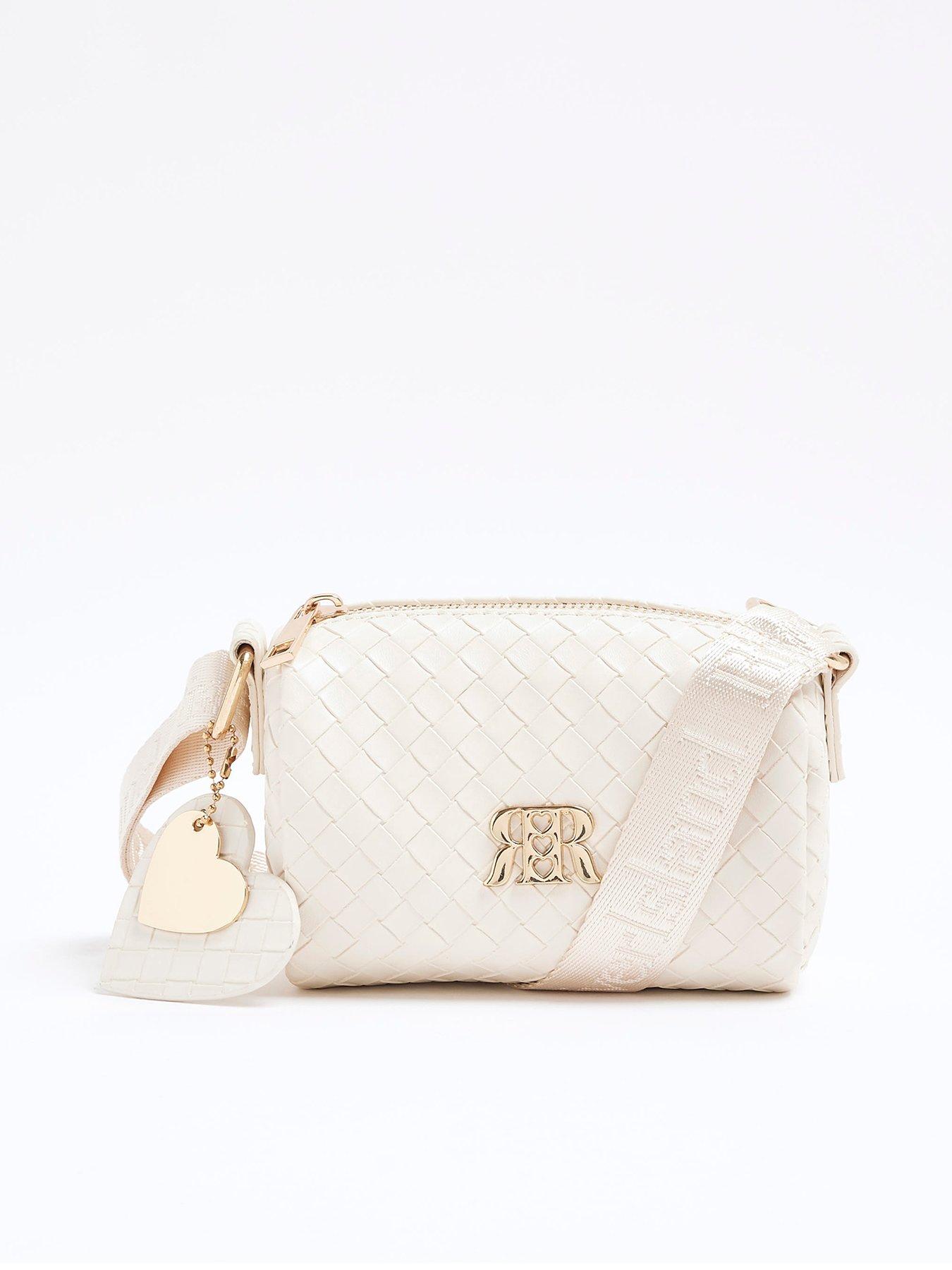Image of River Island Girls Weave Cross Body Bag - Cream