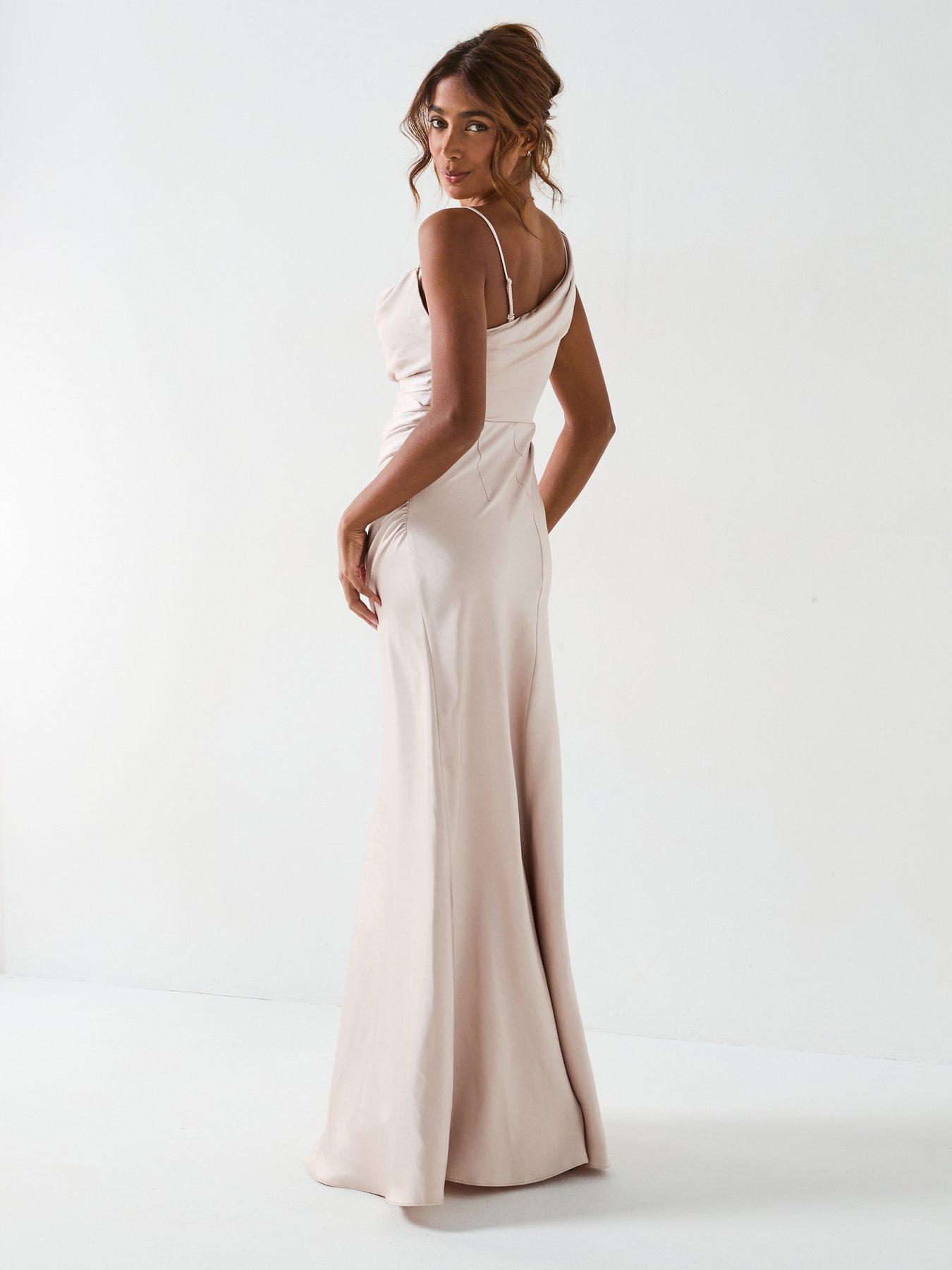 cheap bridesmaid dresses under $100 Midriff Cut-Out Long Prom Dress with Cowl Neck Front Navy / XLarge