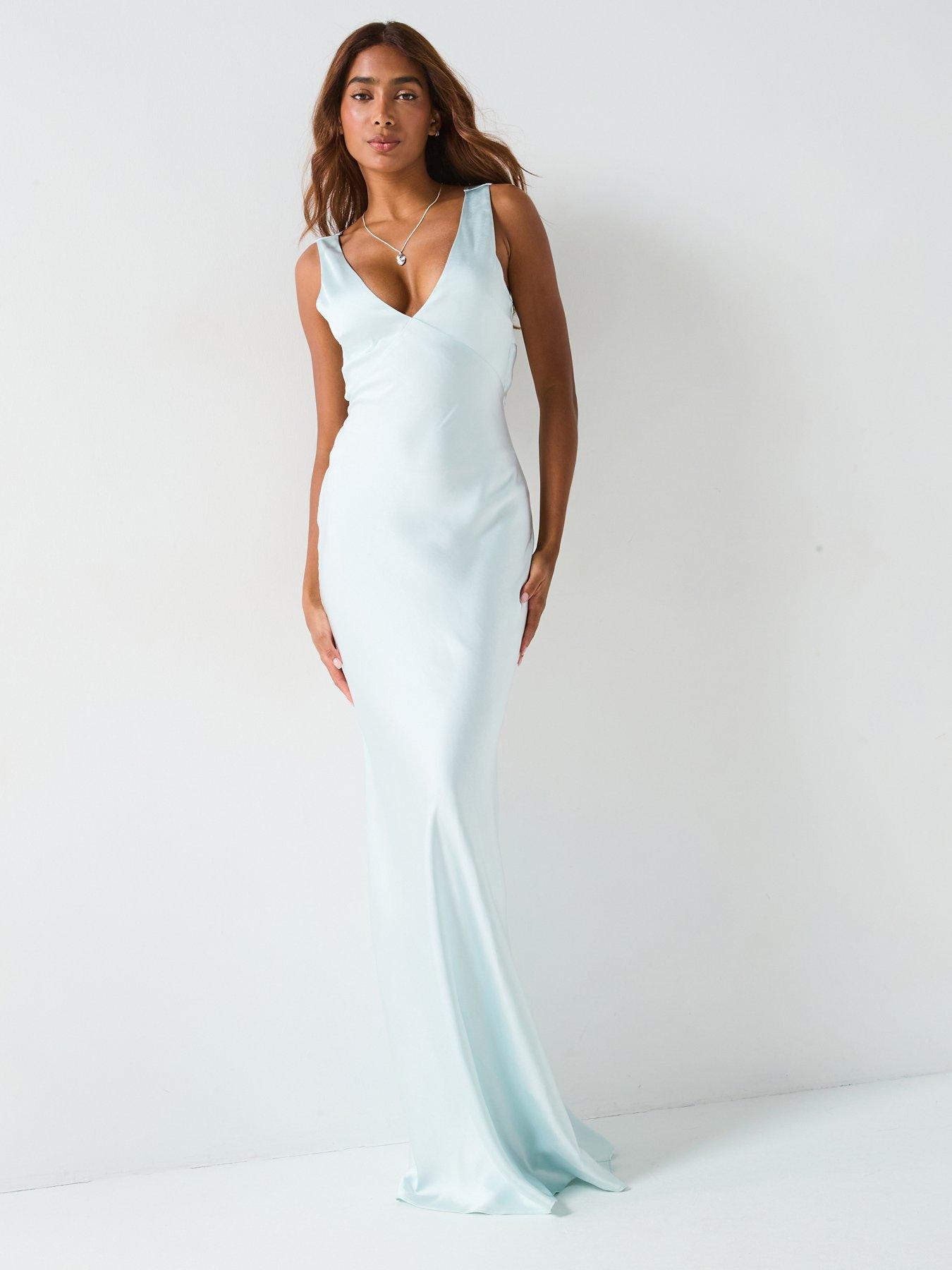ice blue satin bridesmaid dresses Six Stories Cowl Back Satin Bridesmaid Dress