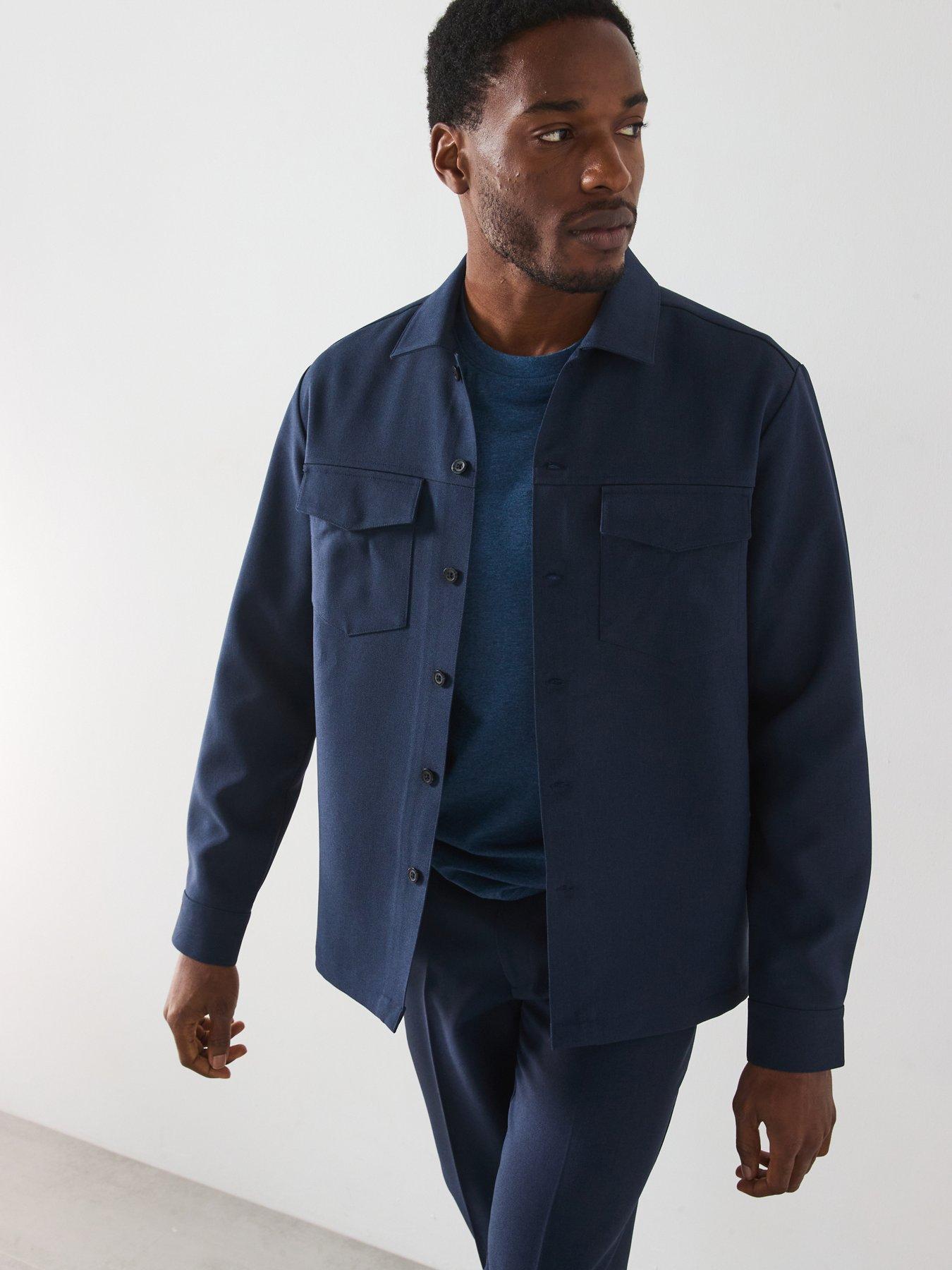 Image 1 of 6 of Farah Kenneth Archive Relaxed Fit Overshirt - Navy