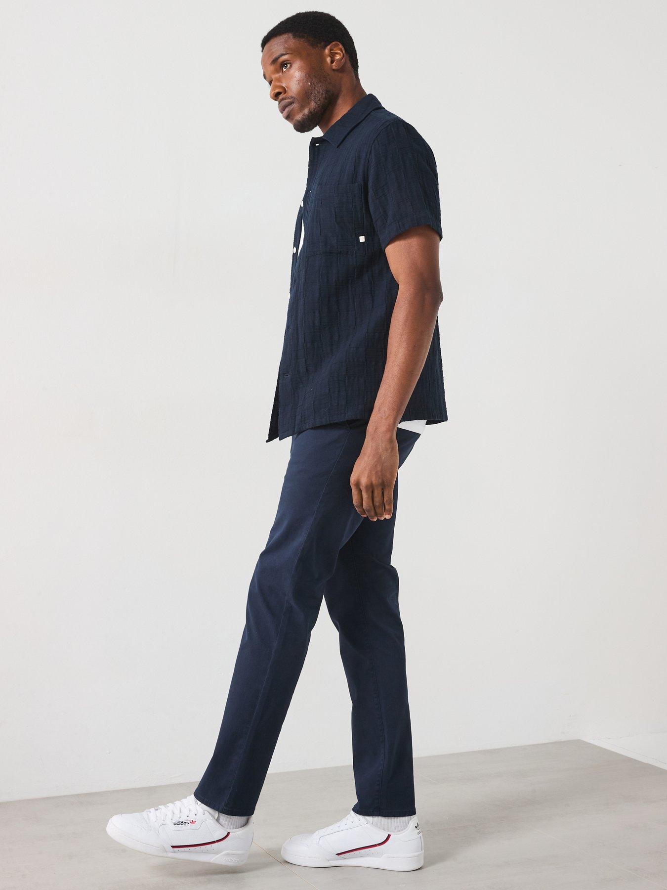 Image 5 of 6 of Farah Fleet Check Short Sleeve Casual Fit Shirt - Navy