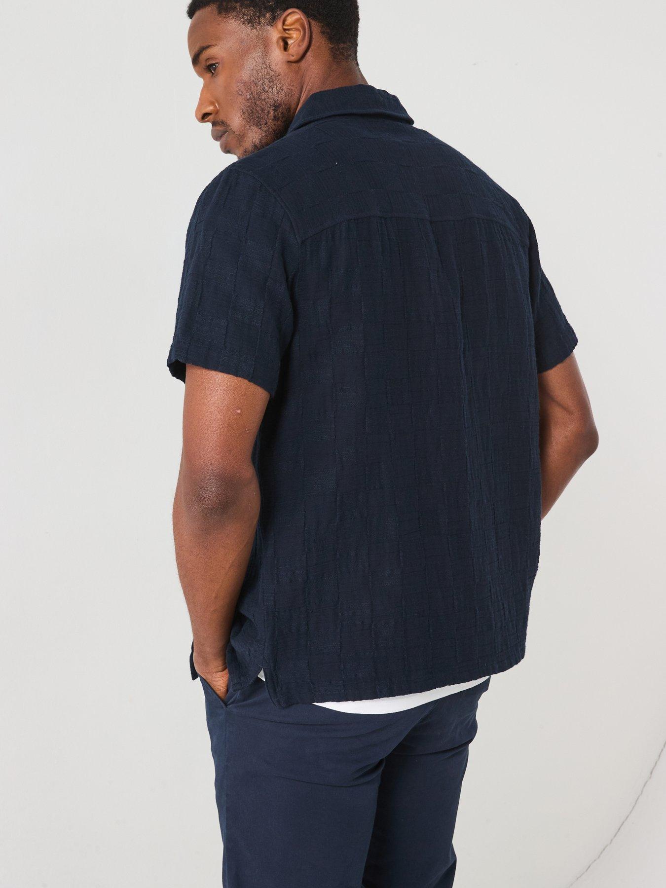 Image 6 of 6 of Farah Fleet Check Short Sleeve Casual Fit Shirt - Navy