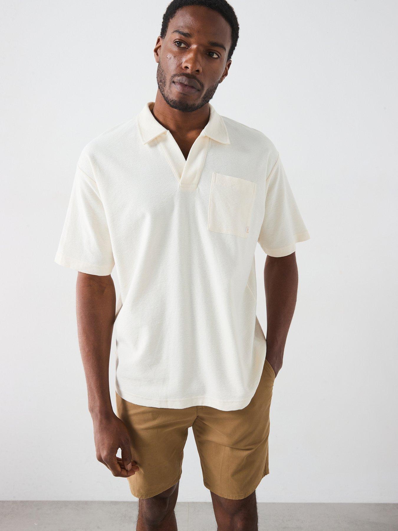 Farah Caspion Short Sleeve Relaxed Fit Polo Shirt - Cream