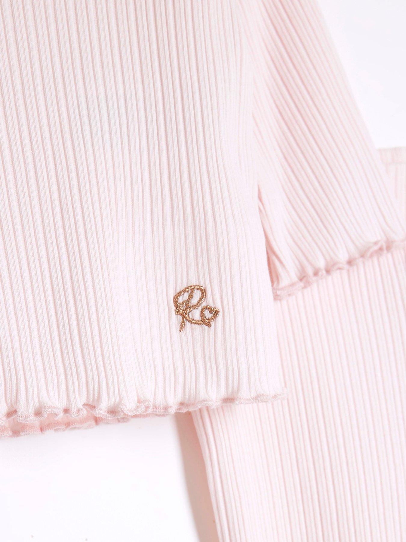 Image 4 of 5 of River Island Baby Baby Girls Frill Rib Set - Light Pink