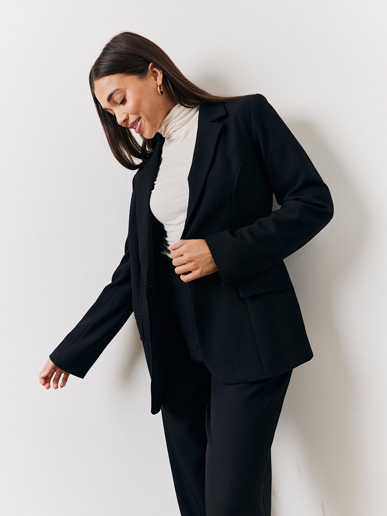 Image 1 of 4 of In The Style Relaxed Pocket Detail Blazer - Black