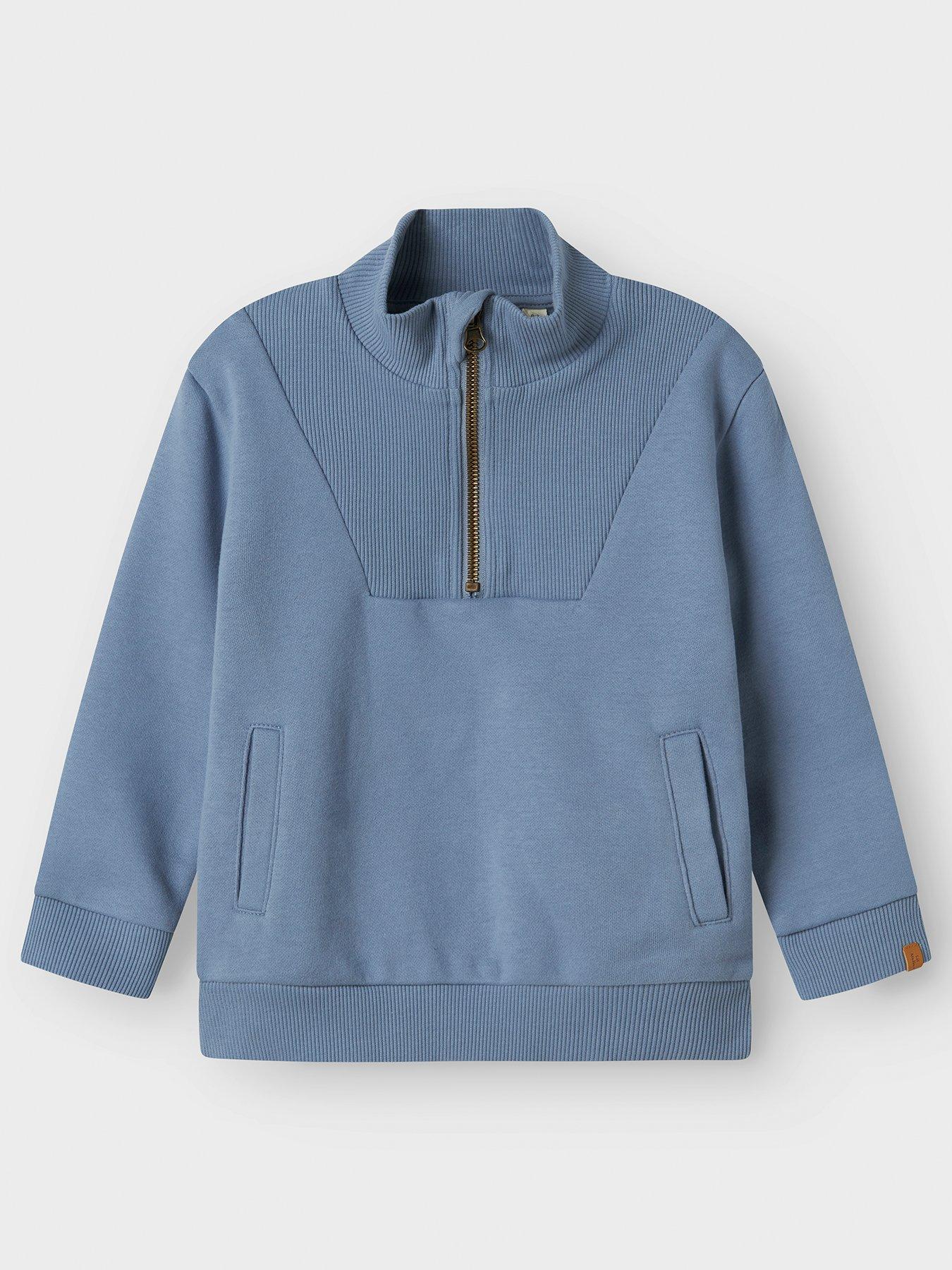 Image of Lil Atelier Mini Boys Half Zip Sweat - Troposphere - Blue