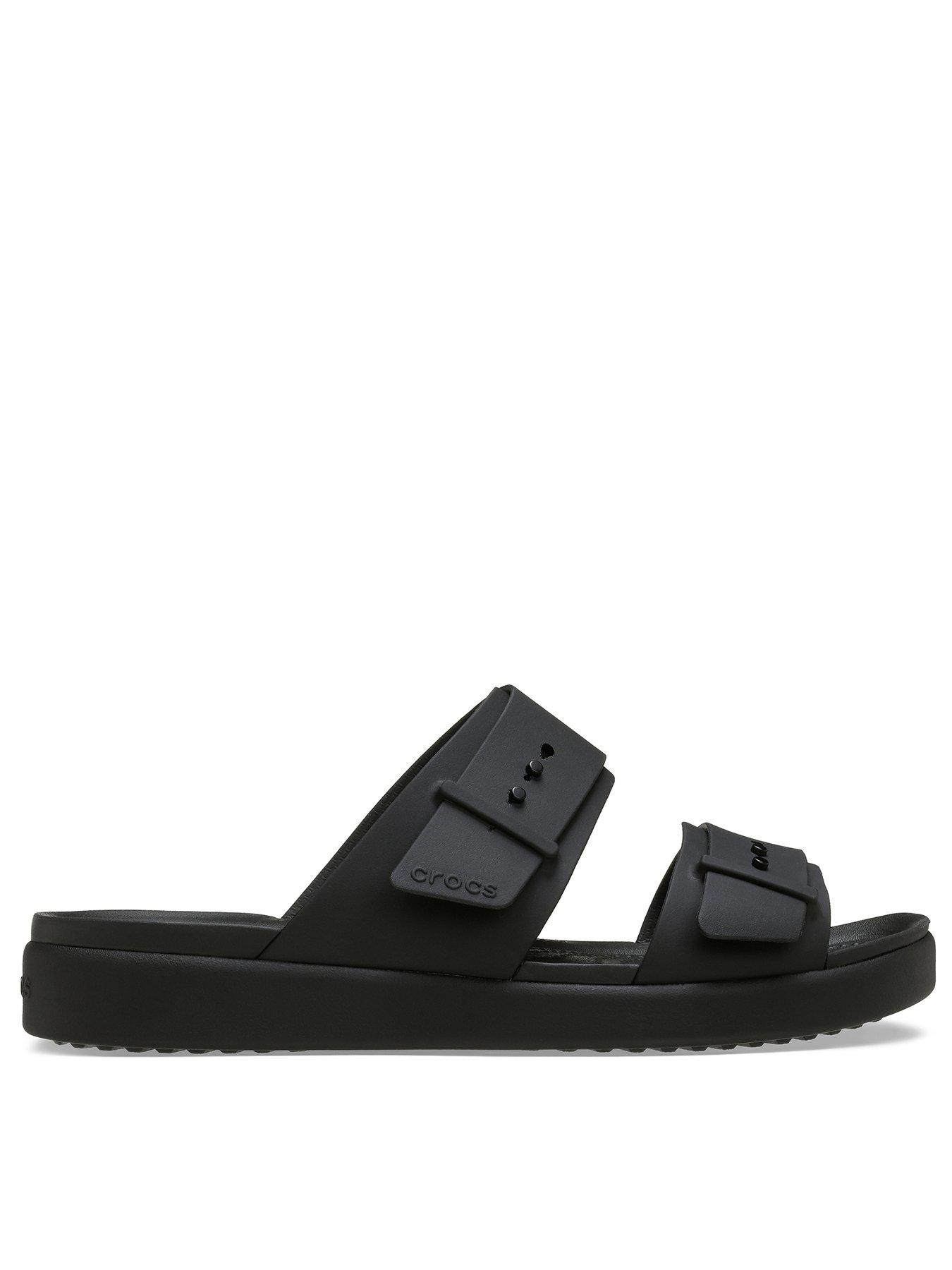Image 1 of 7 of Crocs Brooklyn Buckle Flat Sandal - Black