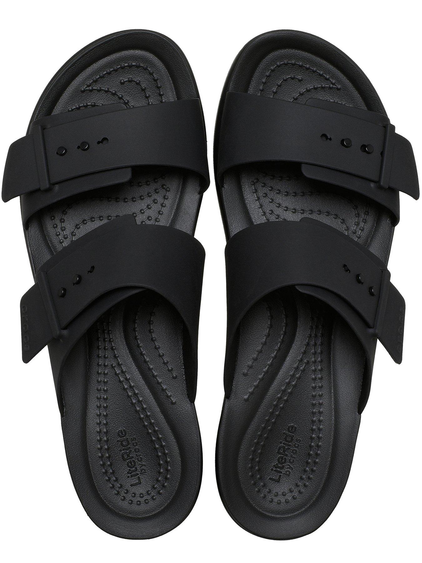 Image 4 of 7 of Crocs Brooklyn Buckle Flat Sandal - Black