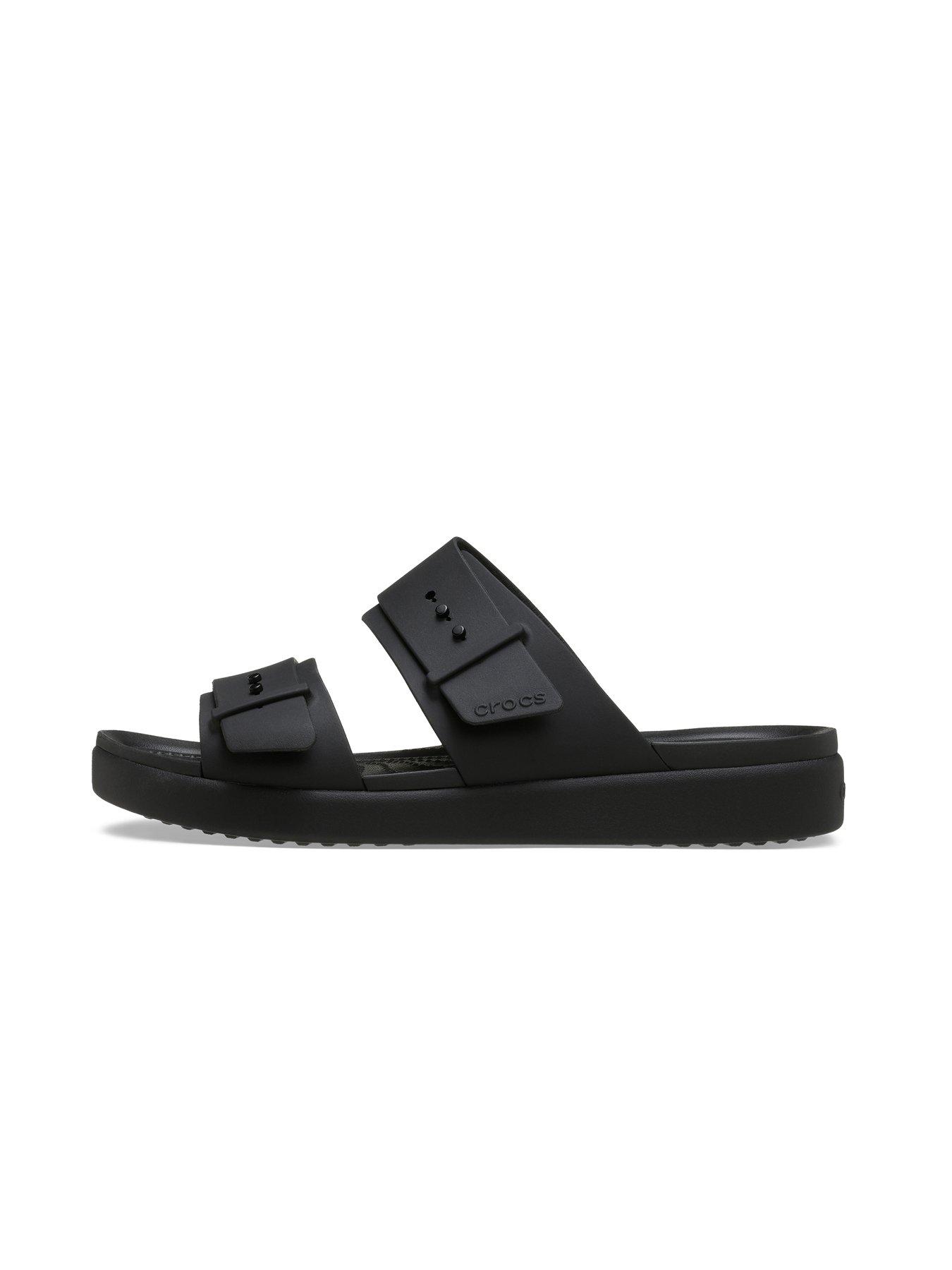 Image 6 of 7 of Crocs Brooklyn Buckle Flat Sandal - Black