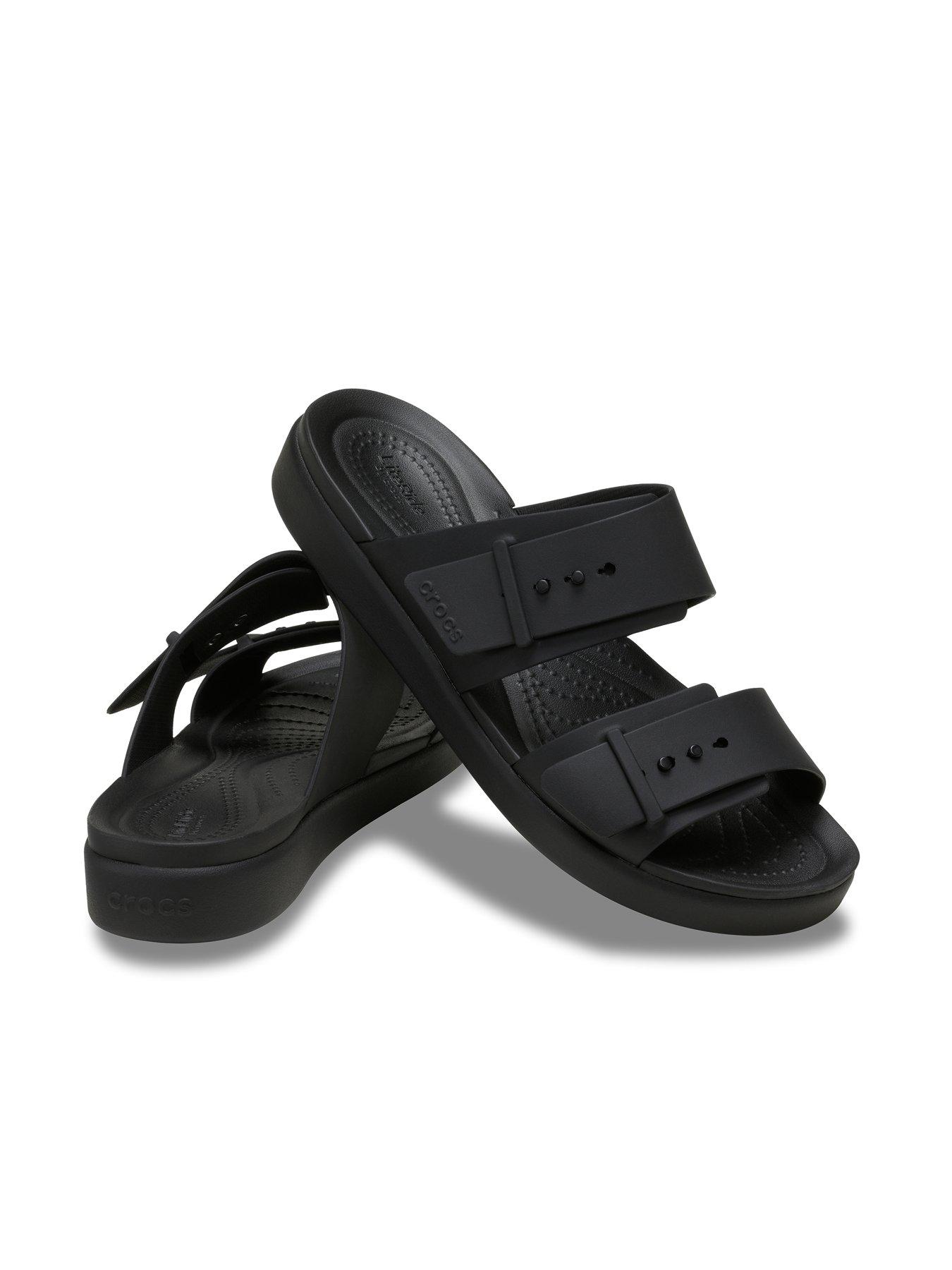 Image 7 of 7 of Crocs Brooklyn Buckle Flat Sandal - Black