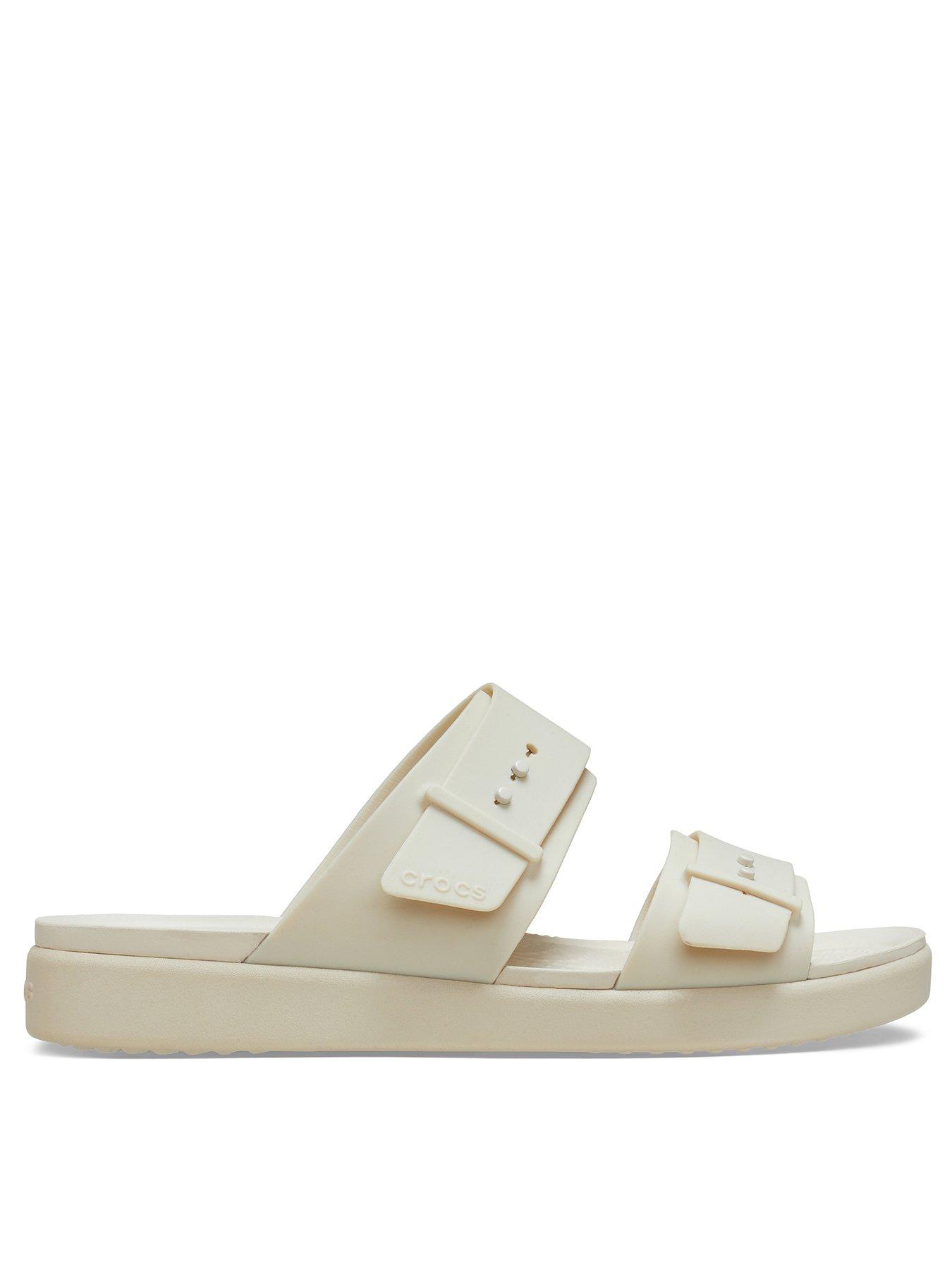 crocs-brooklyn-buckle-flat-sandal-beige