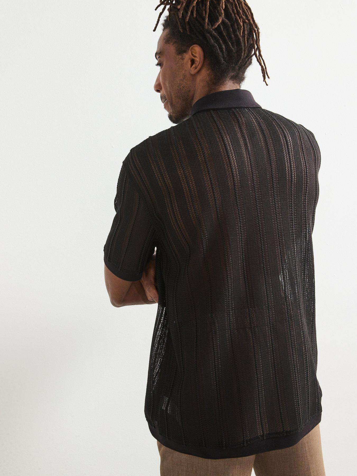 Image 2 of 6 of Very Man Crochet Shirt - Black