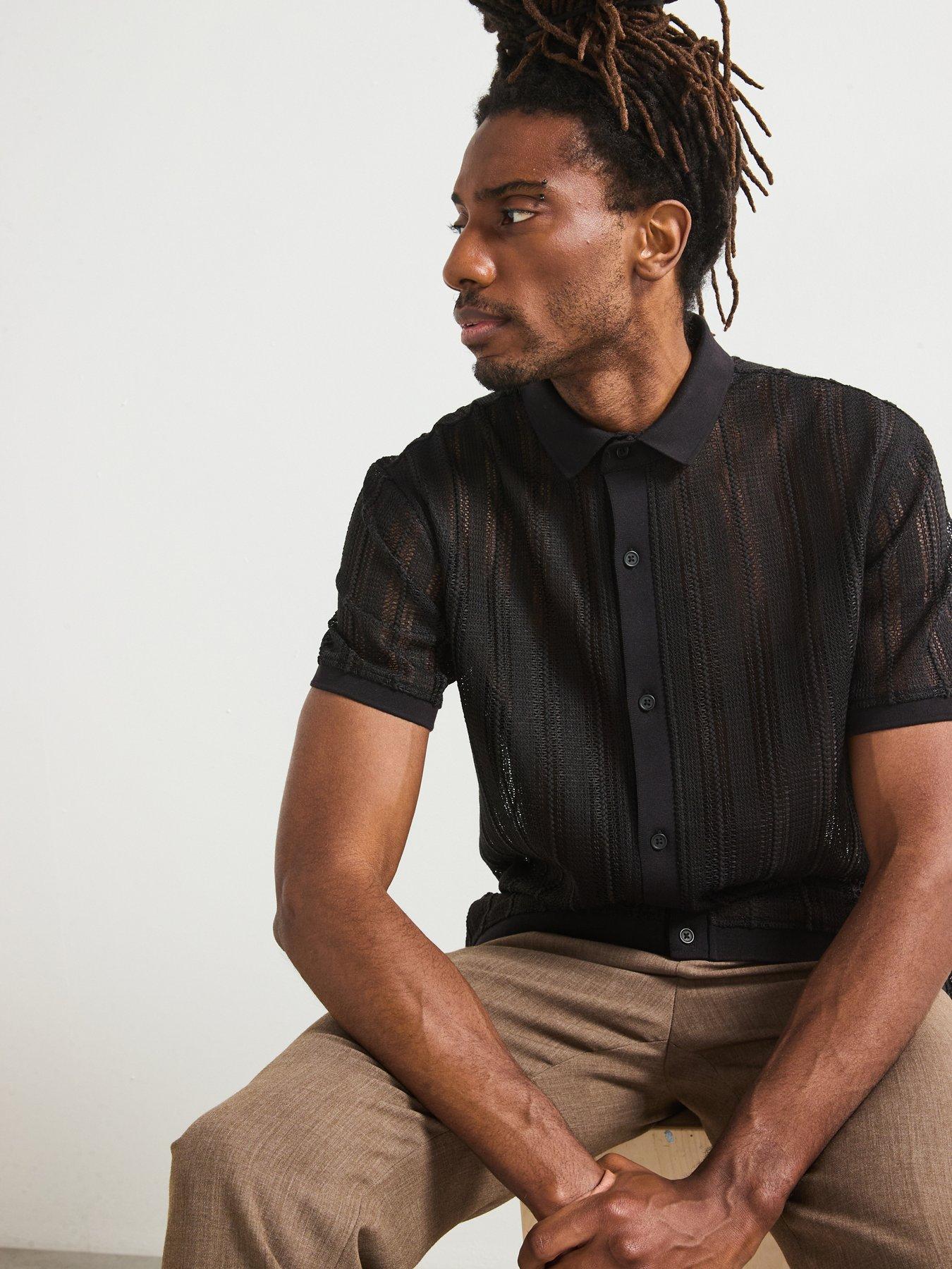 Image 5 of 6 of Very Man Crochet Shirt - Black