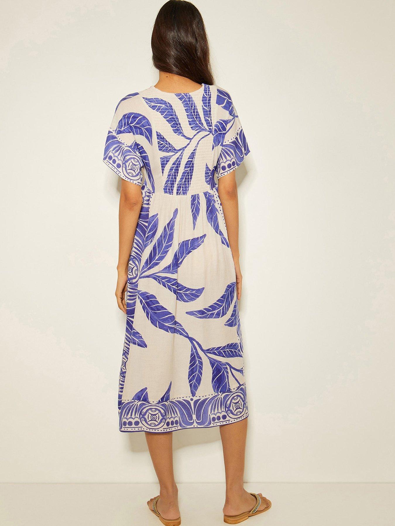Image 2 of 4 of Monsoon Dinah Print Dress - White