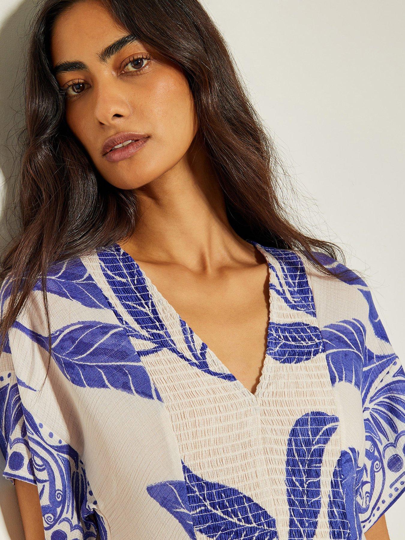 Image 3 of 4 of Monsoon Dinah Print Dress - White