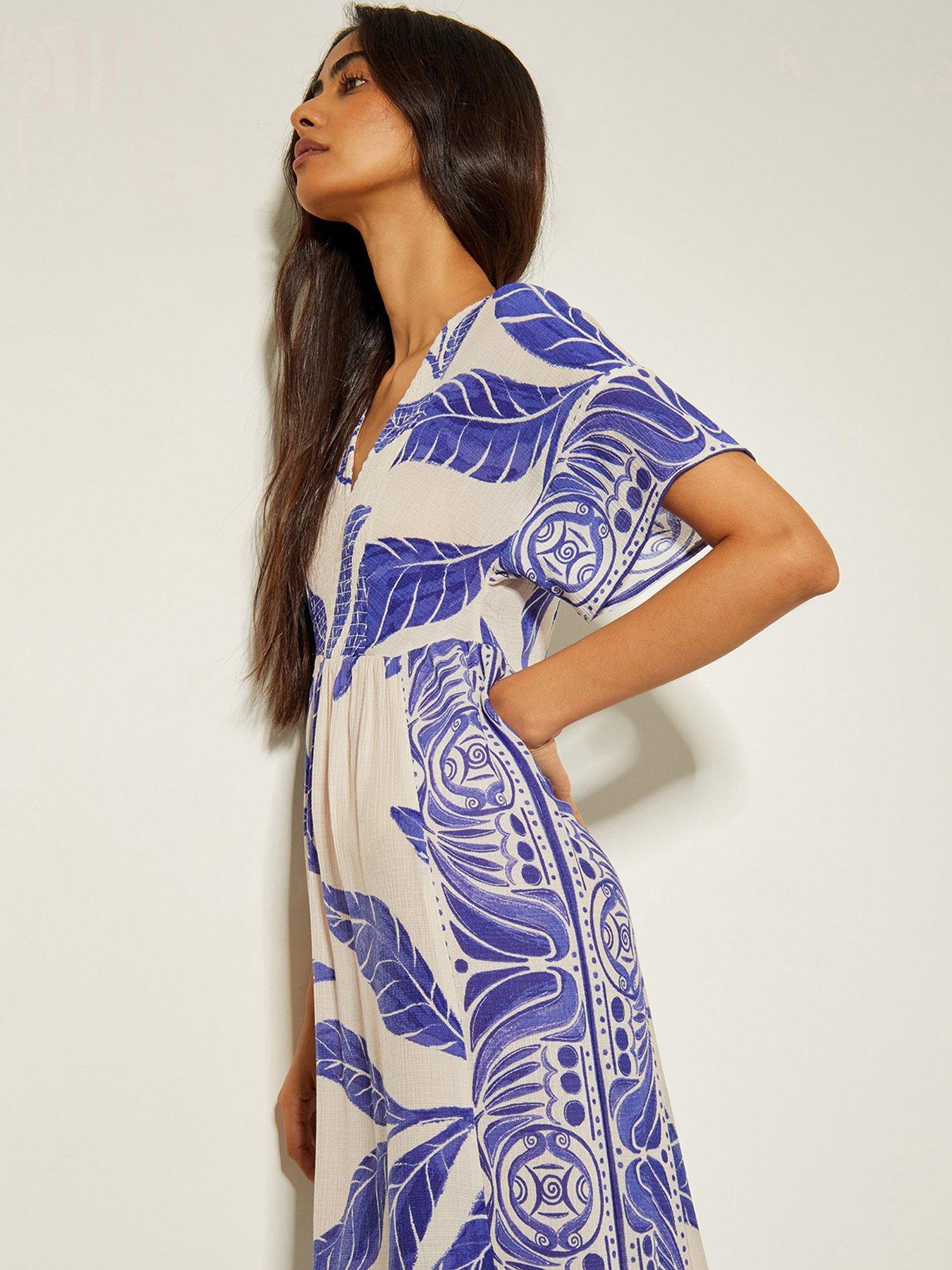 Image 4 of 4 of Monsoon Dinah Print Dress - White