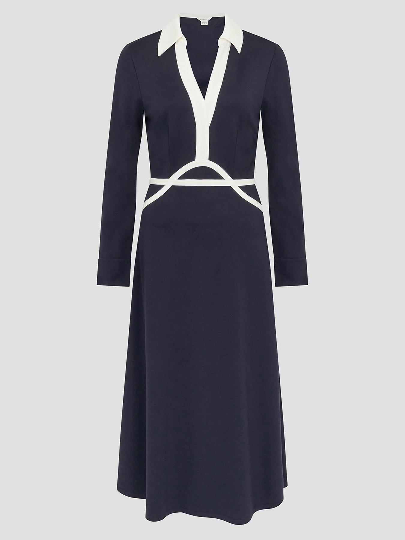 Image 3 of 5 of Monsoon Jay Jersey Collar Dress - Navy