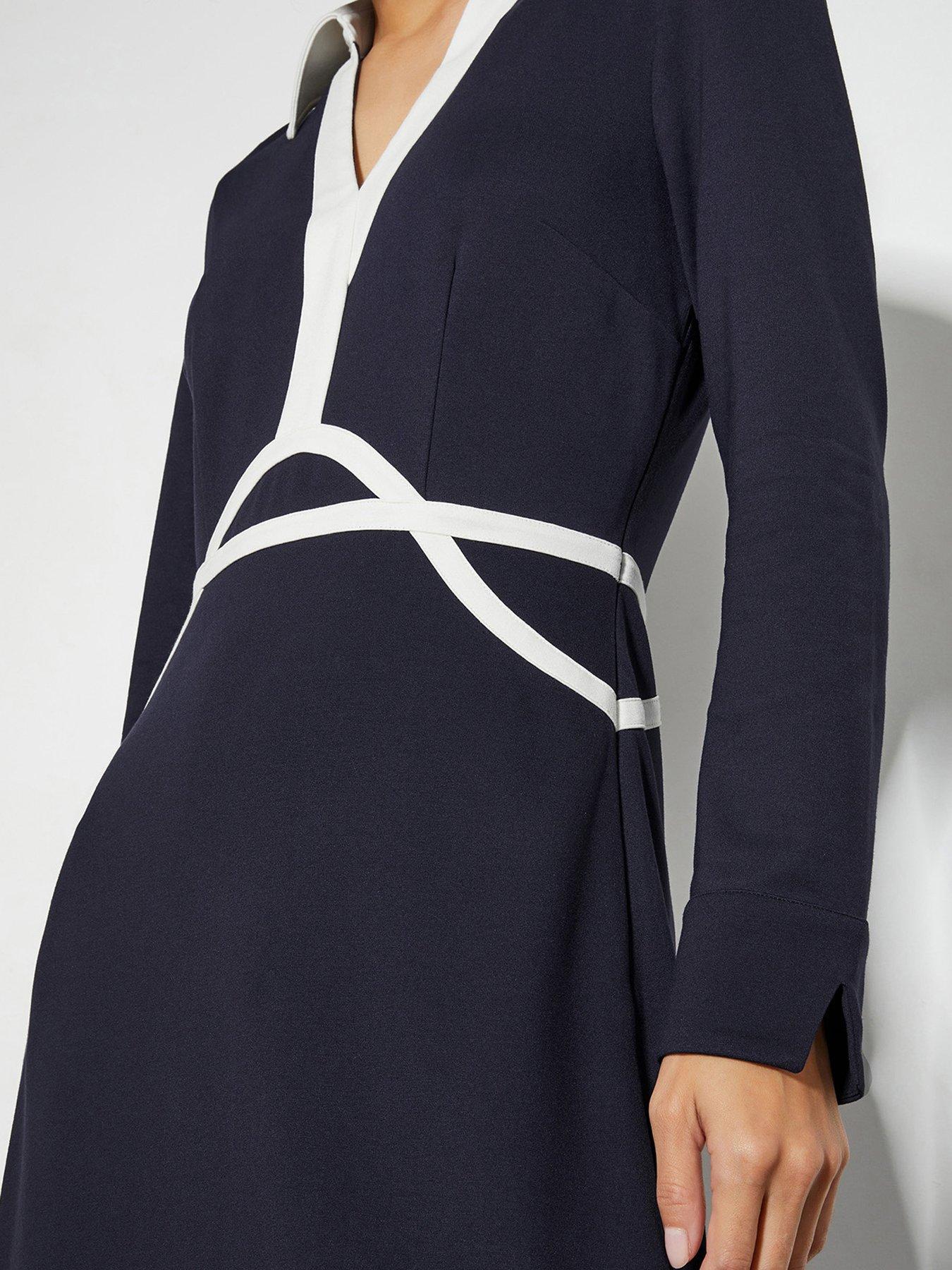 Image 4 of 5 of Monsoon Jay Jersey Collar Dress - Navy