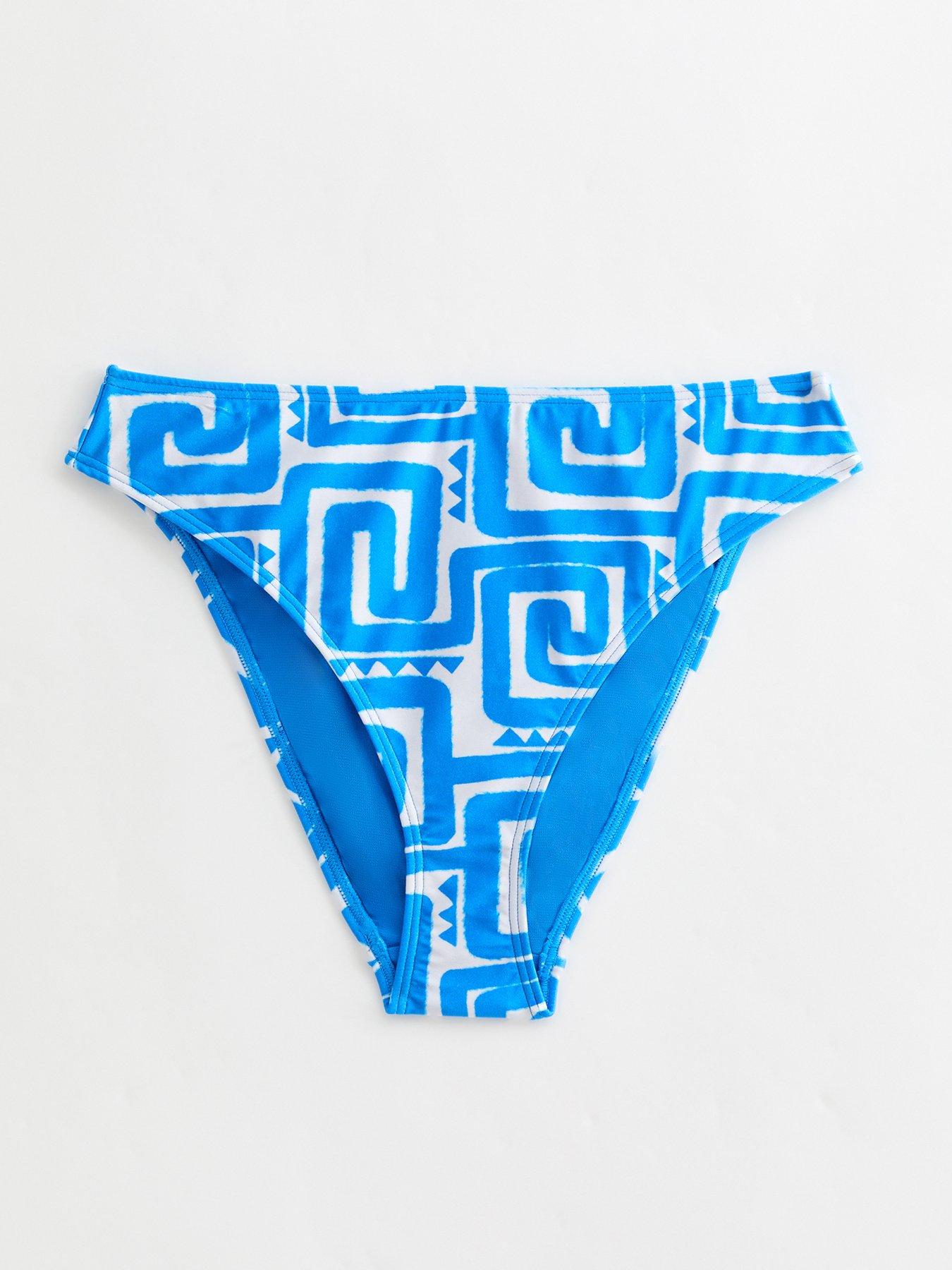 Image 6 of 6 of New Look Blue Swirl Print Bikini Bottoms