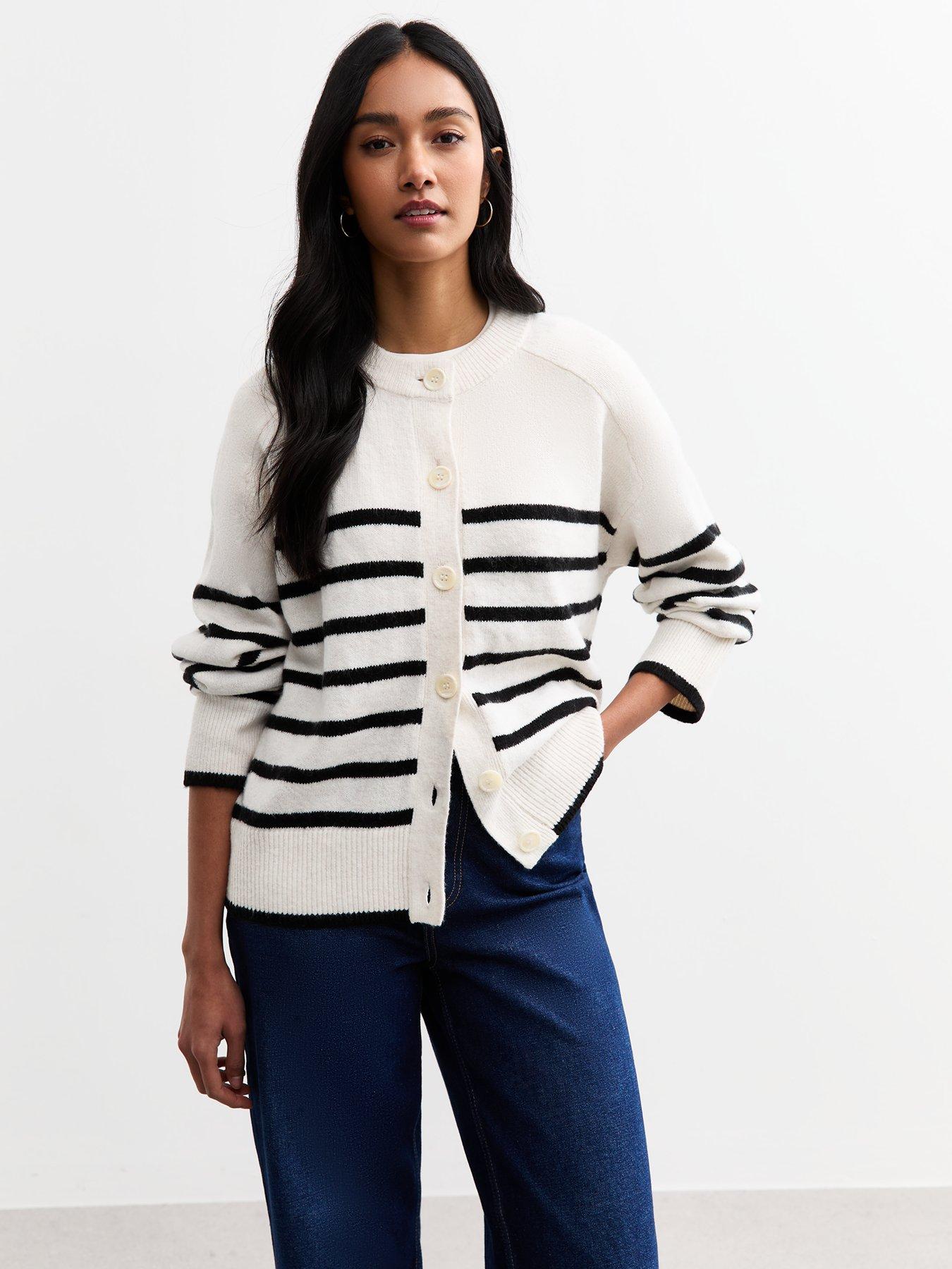 new-look-white-horizontal-stripe-seam-detail-knitted-cardiganfront