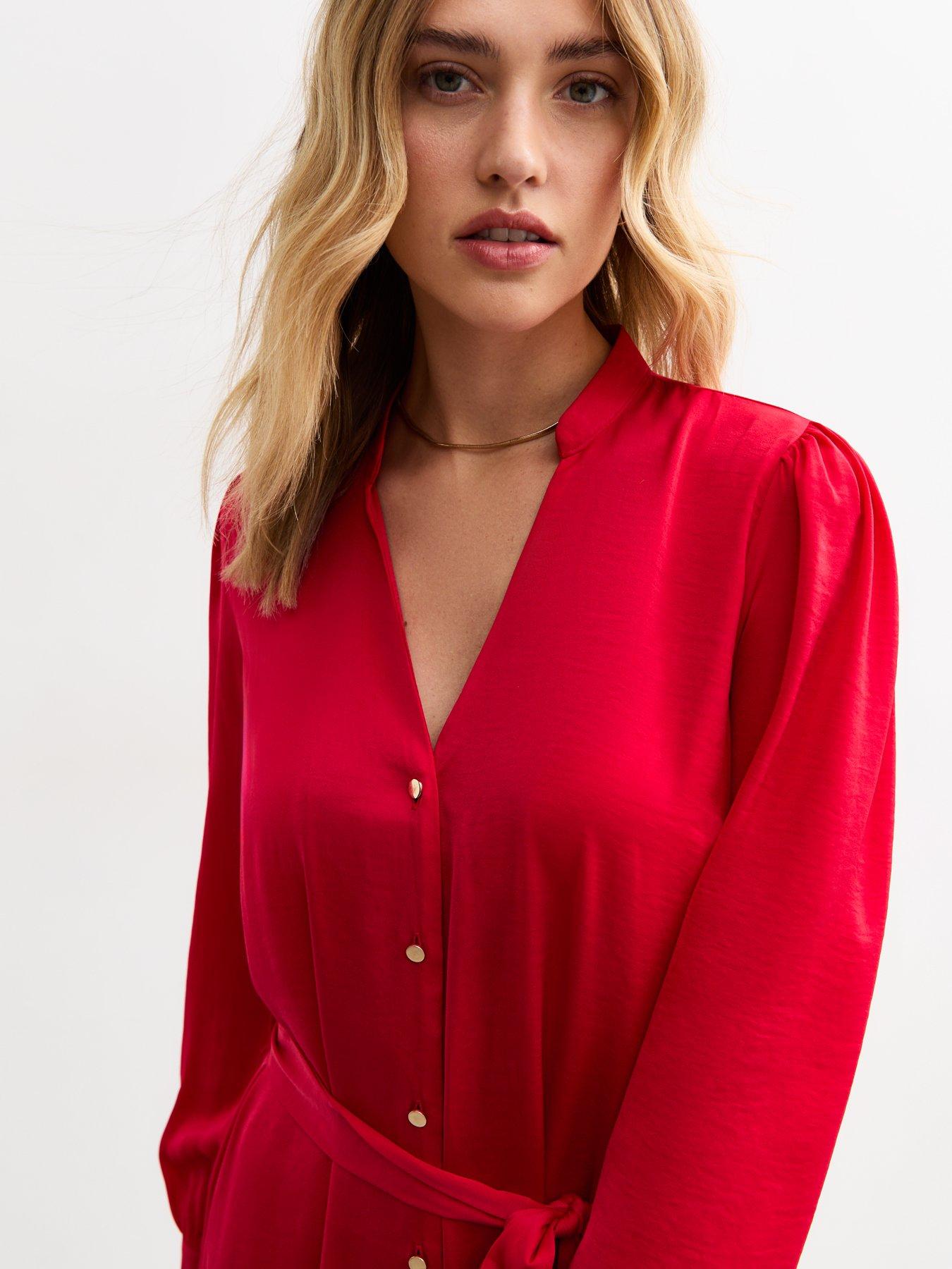 new-look-red-v-neck-satin-mini-dressoutfit