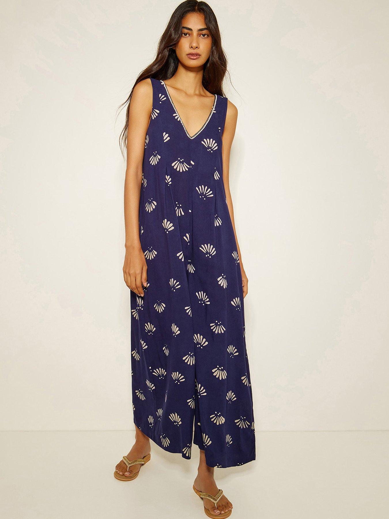 Image 1 of 4 of Monsoon Briana Jumpsuit - Navy