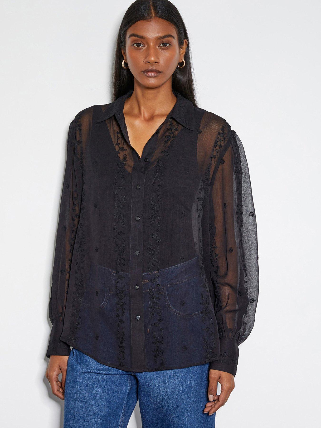 Image of Monsoon Edie Embellished Blouse - Black