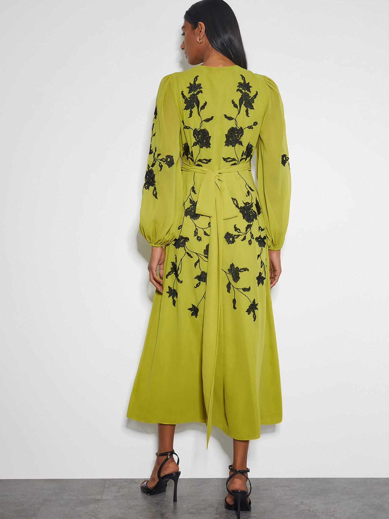 Image 2 of 5 of Monsoon Willa Wrap Dress - Green