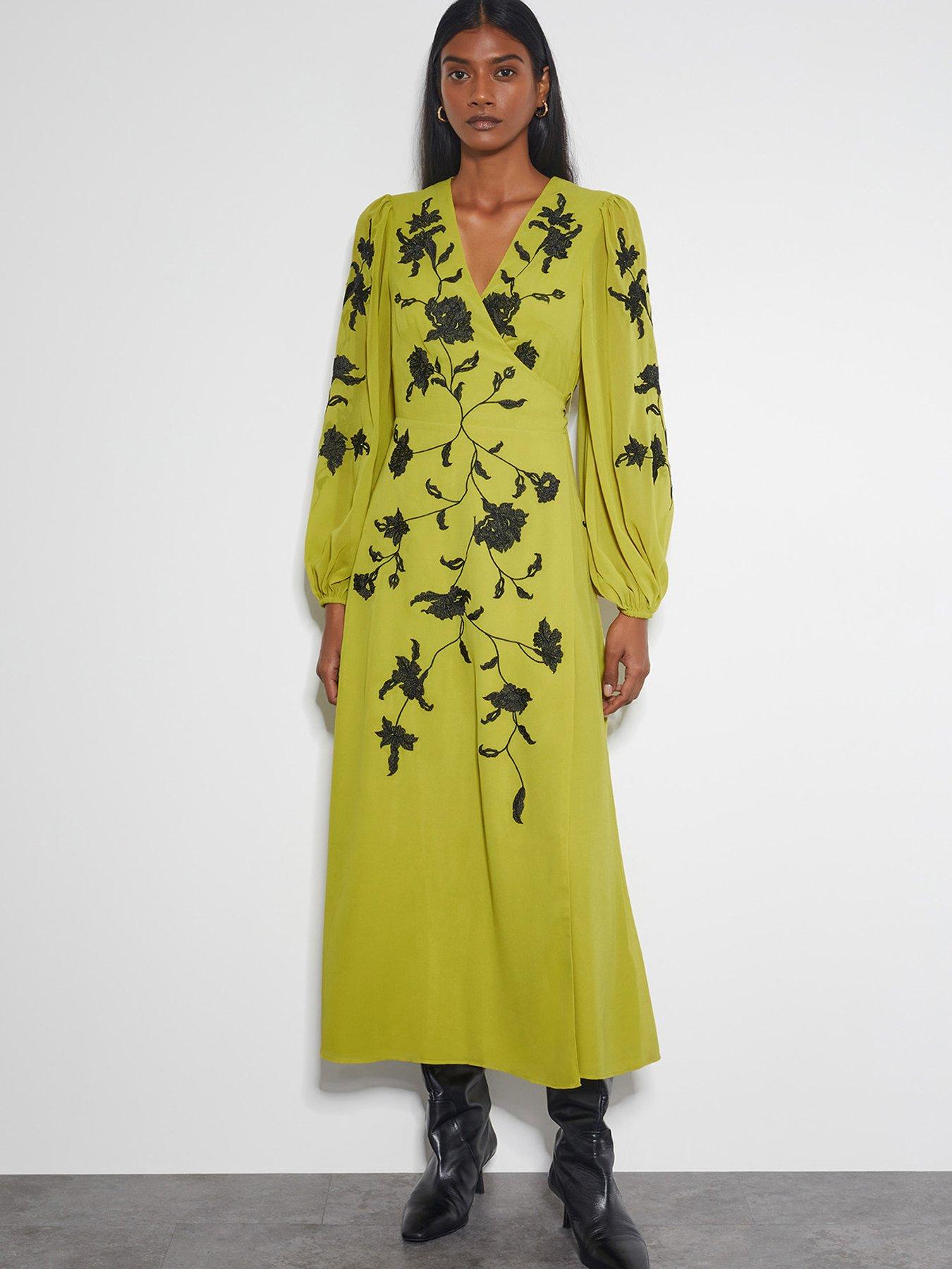 Image 4 of 5 of Monsoon Willa Wrap Dress - Green