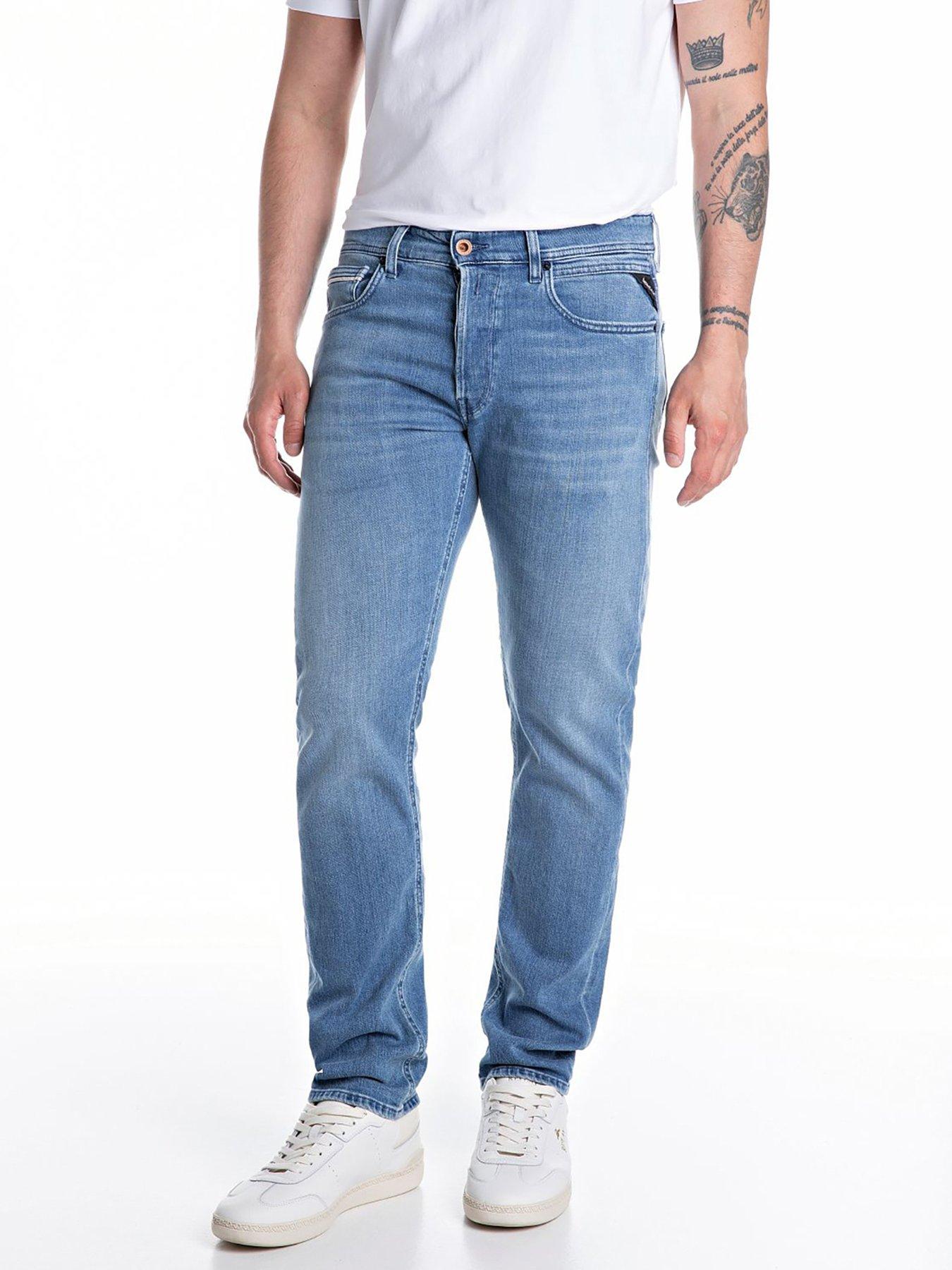 Replay Grover Touch Slim Straight Fit Jeans- Blue