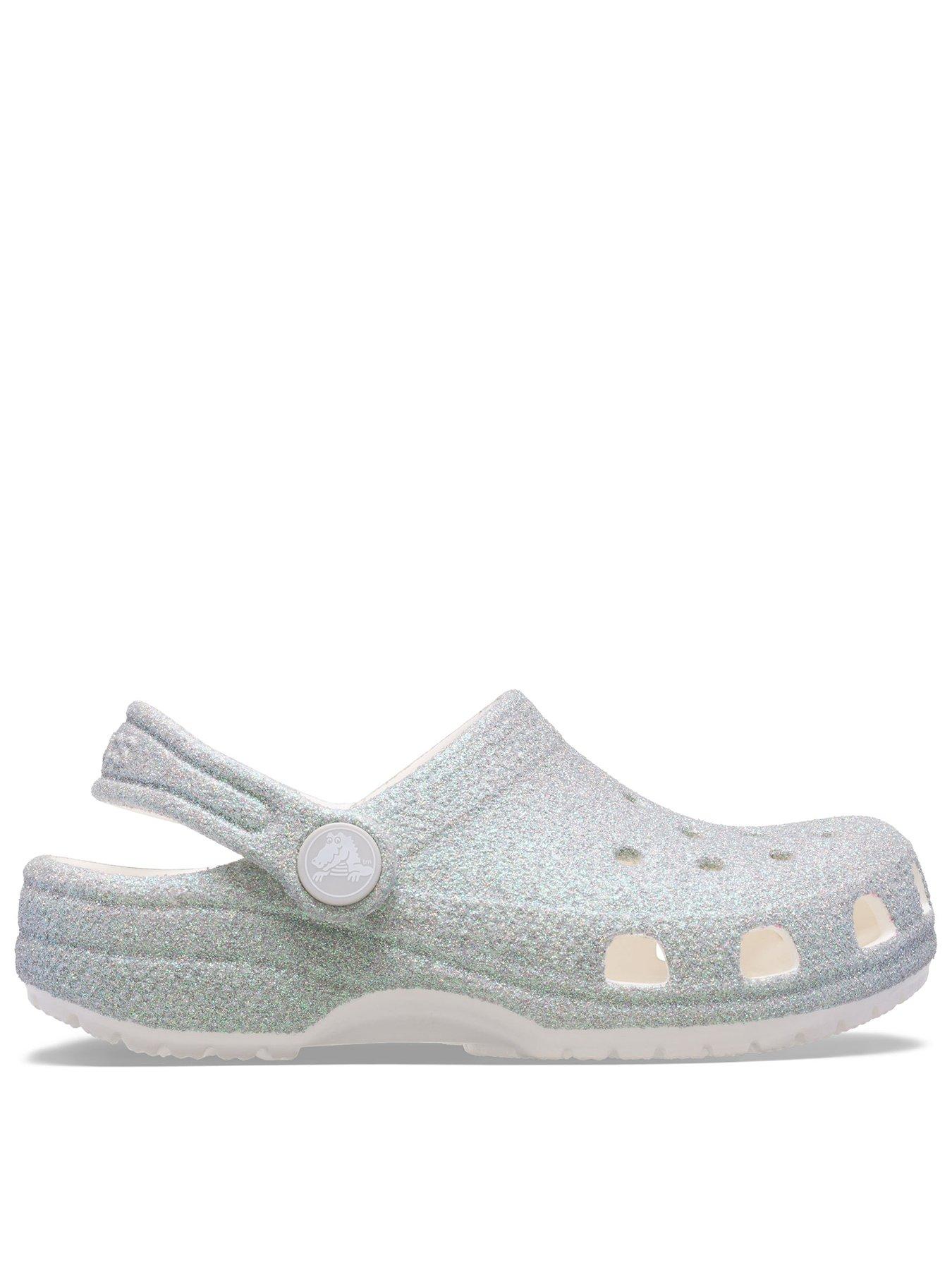 Image 1 of 6 of Crocs Classic Iridescent Glitter Cgk - White