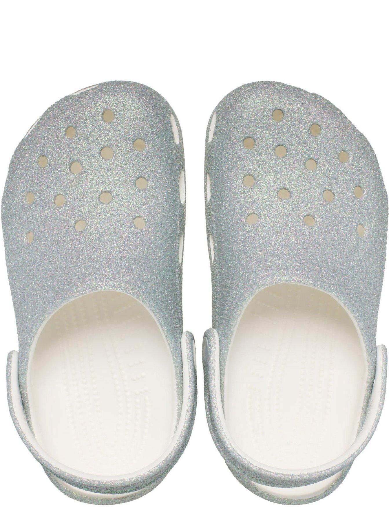 Image 4 of 6 of Crocs Classic Iridescent Glitter Cgk - White