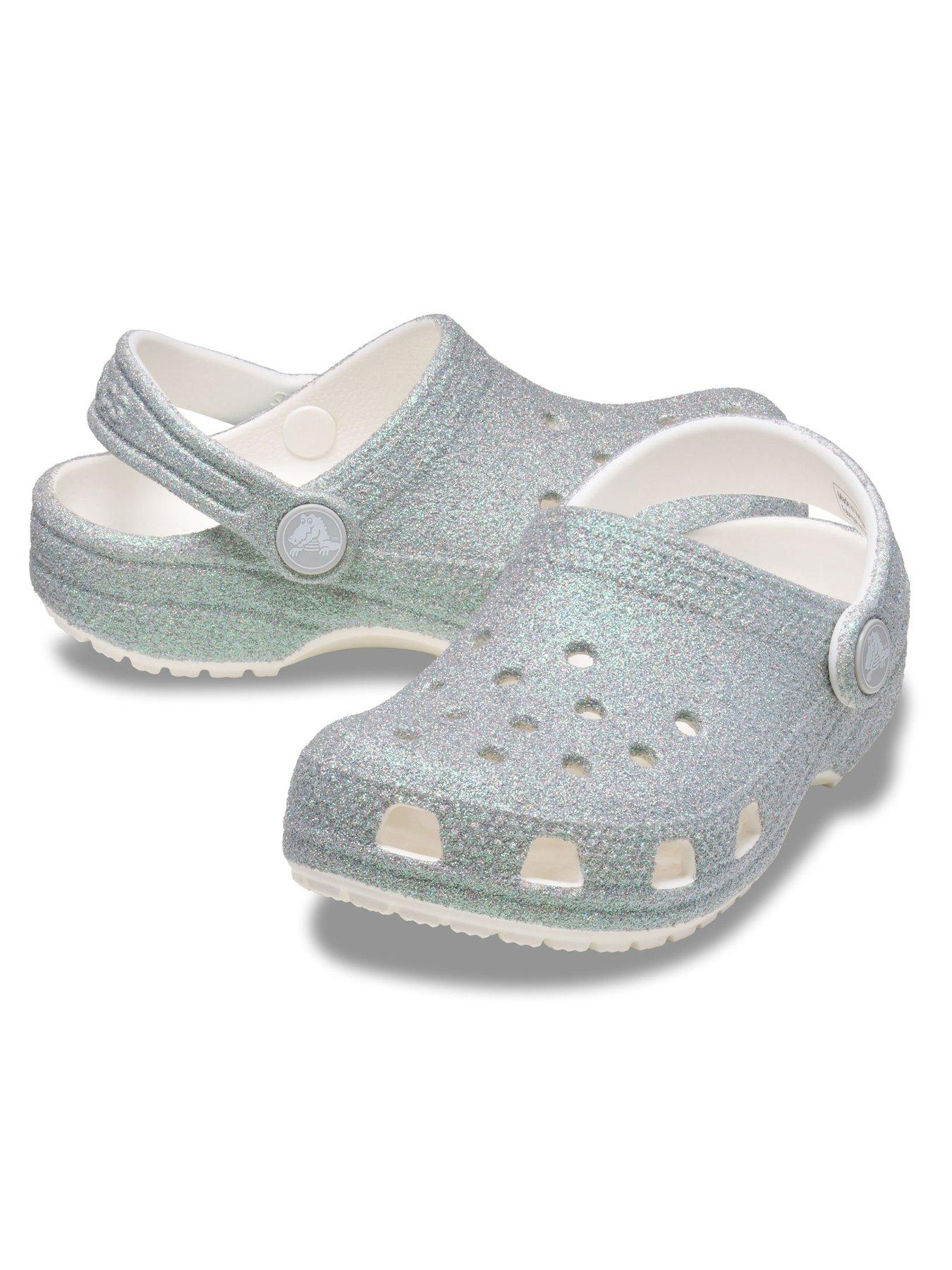 Image 6 of 6 of Crocs Classic Iridescent Glitter Cgk - White