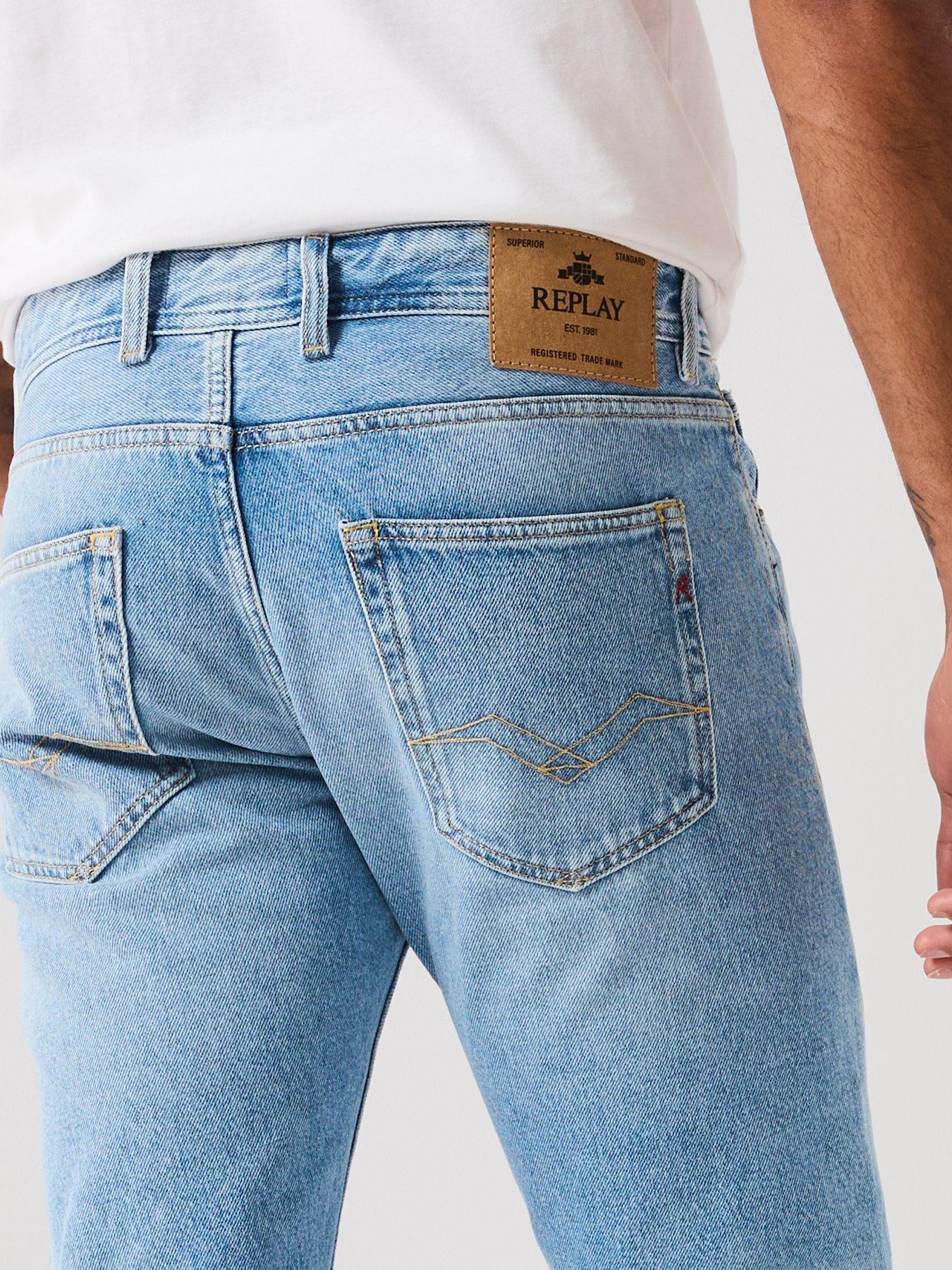Image 4 of 5 of Replay Grover Regular Straight Fit Jeans - Light Blue