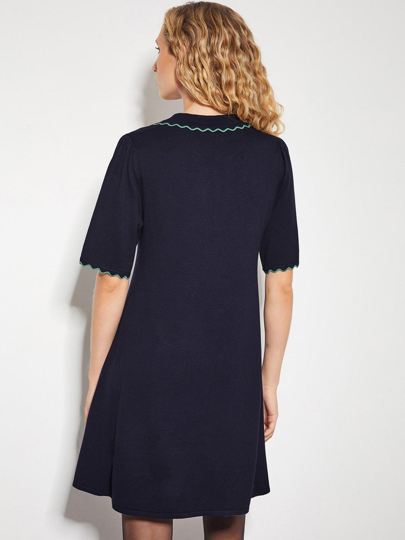 Image 2 of 5 of Monsoon Cole Collar Dress - Navy