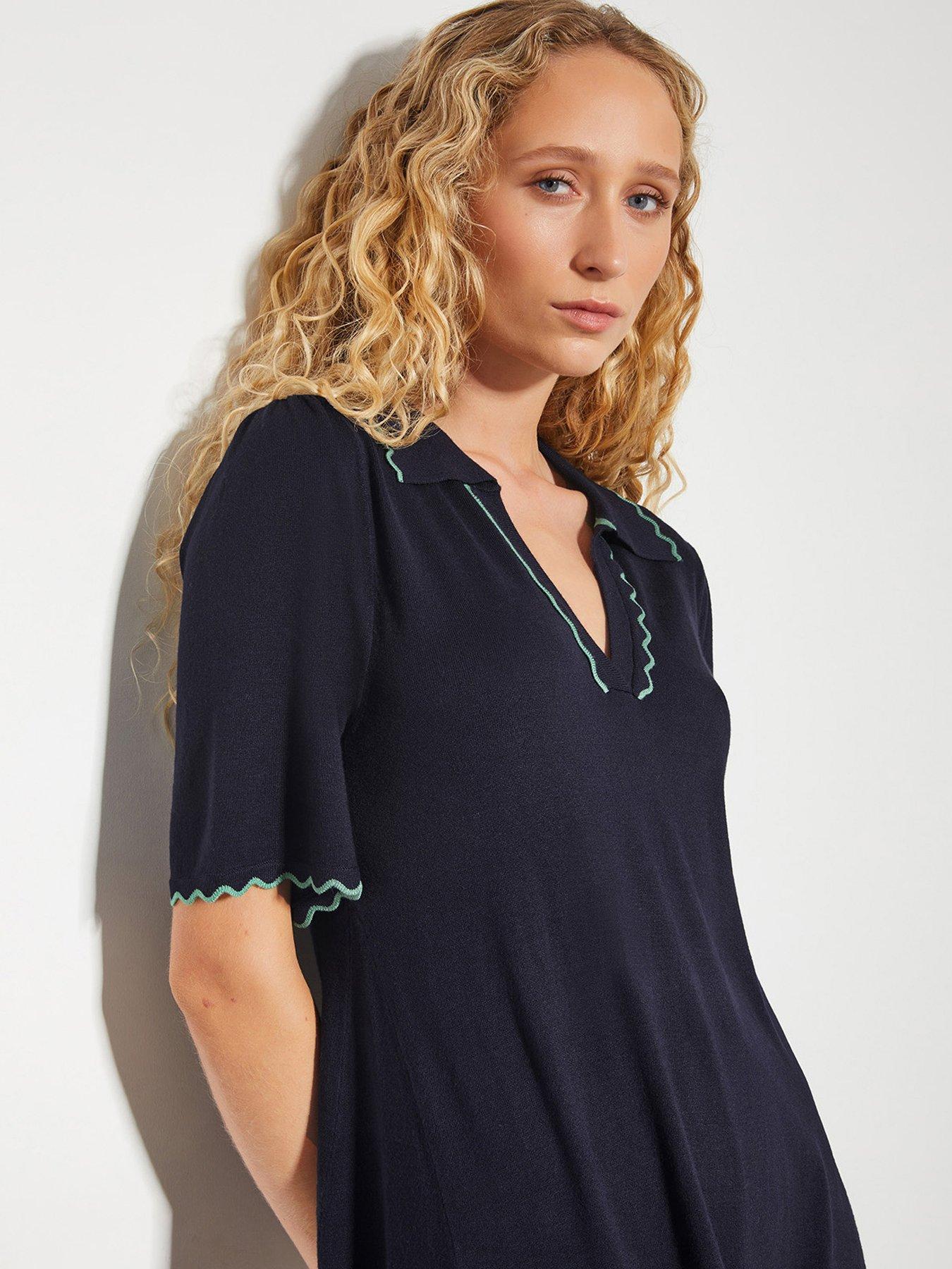 Image 4 of 5 of Monsoon Cole Collar Dress - Navy