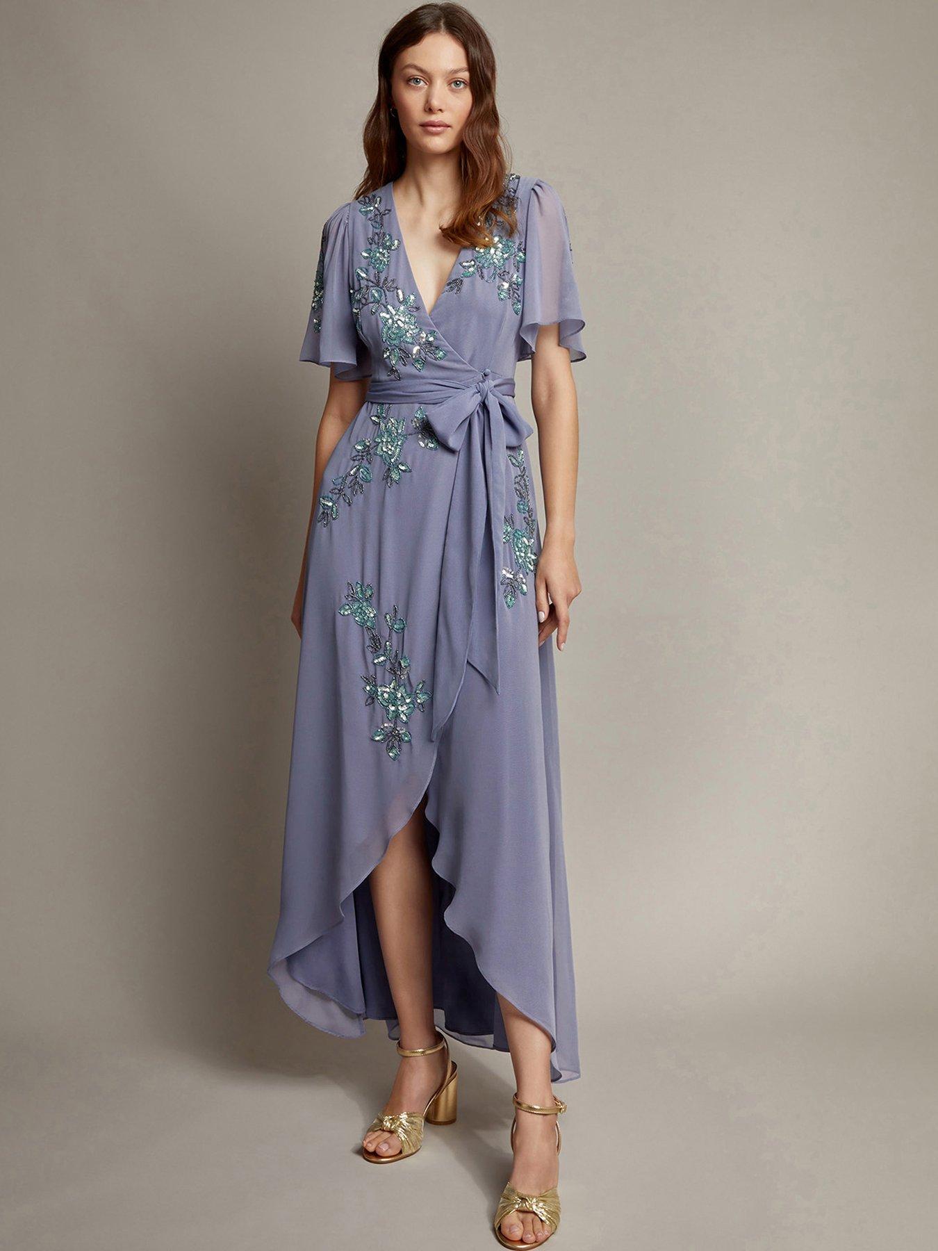 Image of Monsoon Sarah Wrap Dress - Blue
