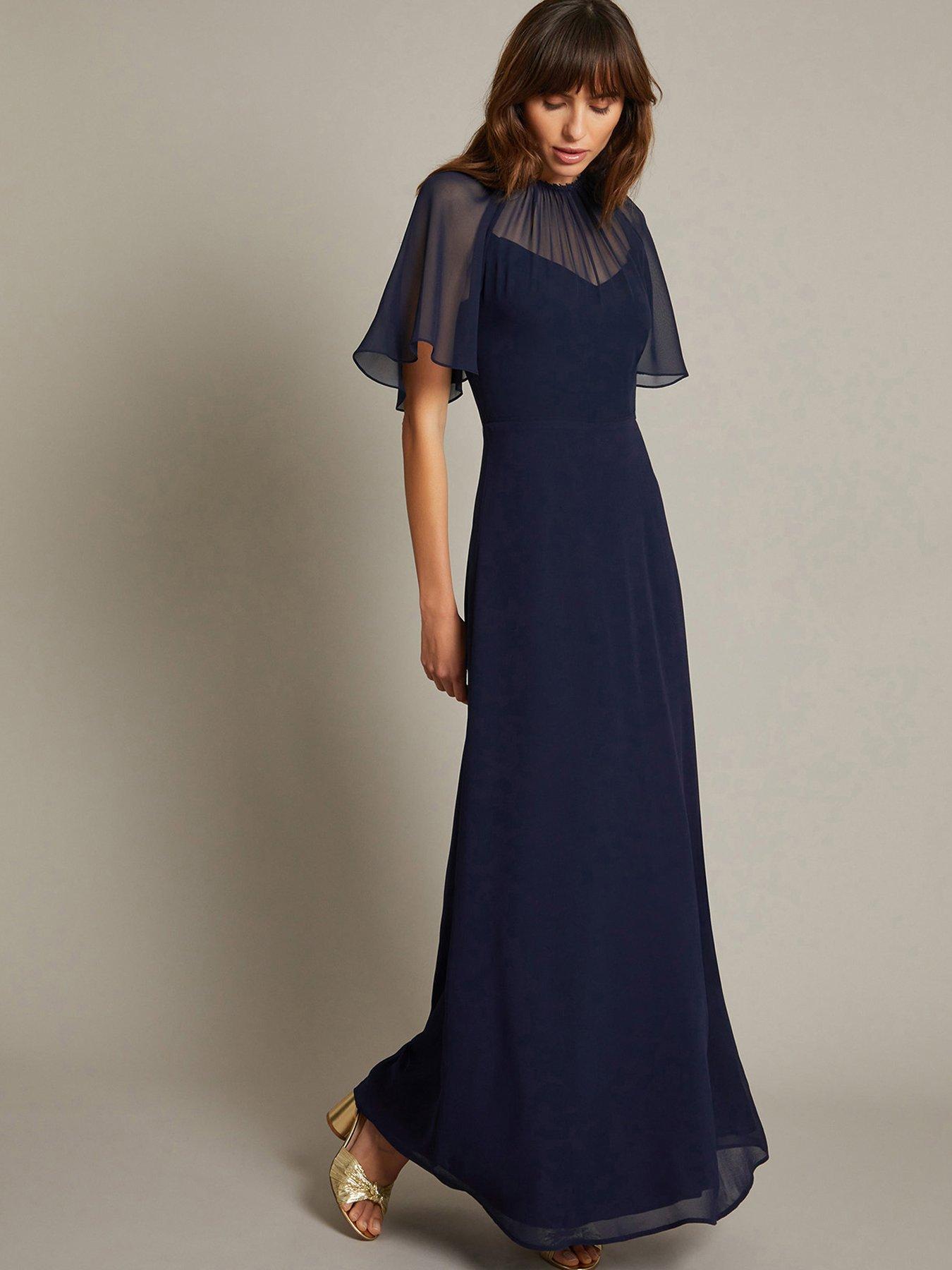 Image 1 of 5 of Monsoon Mona Angle Sleeve Dress - Navy