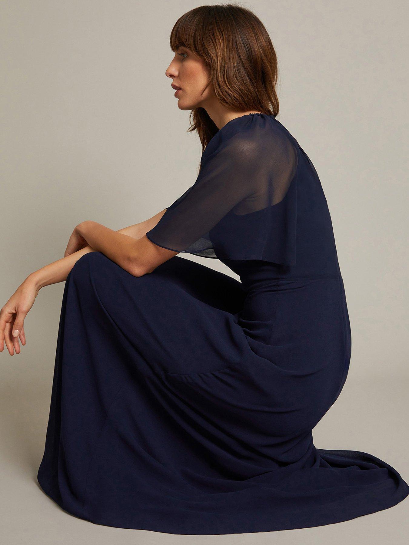 Image 5 of 5 of Monsoon Mona Angle Sleeve Dress - Navy