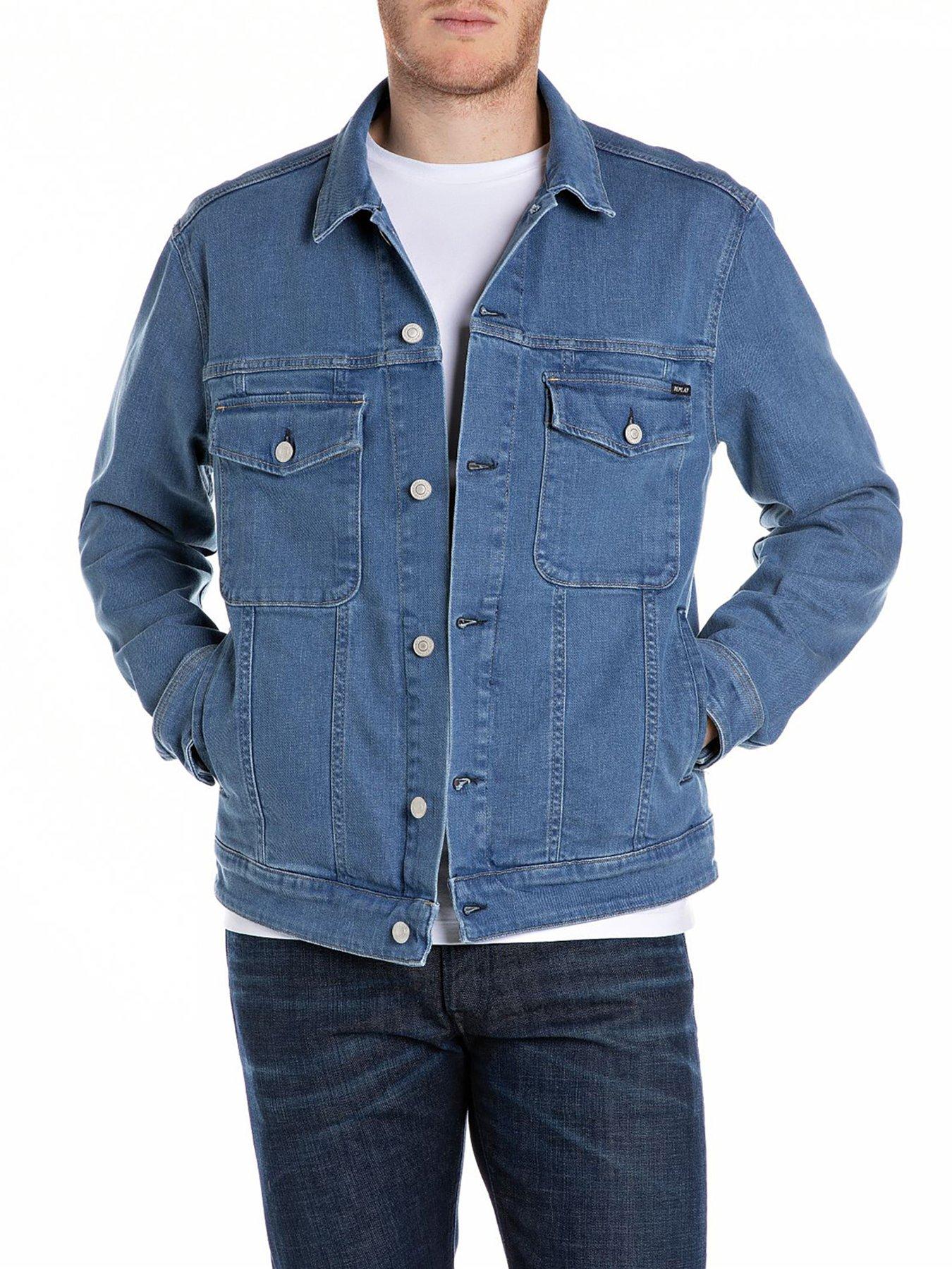 Image of Replay Replay Double Pocket Denim Shirt- Mid Wash