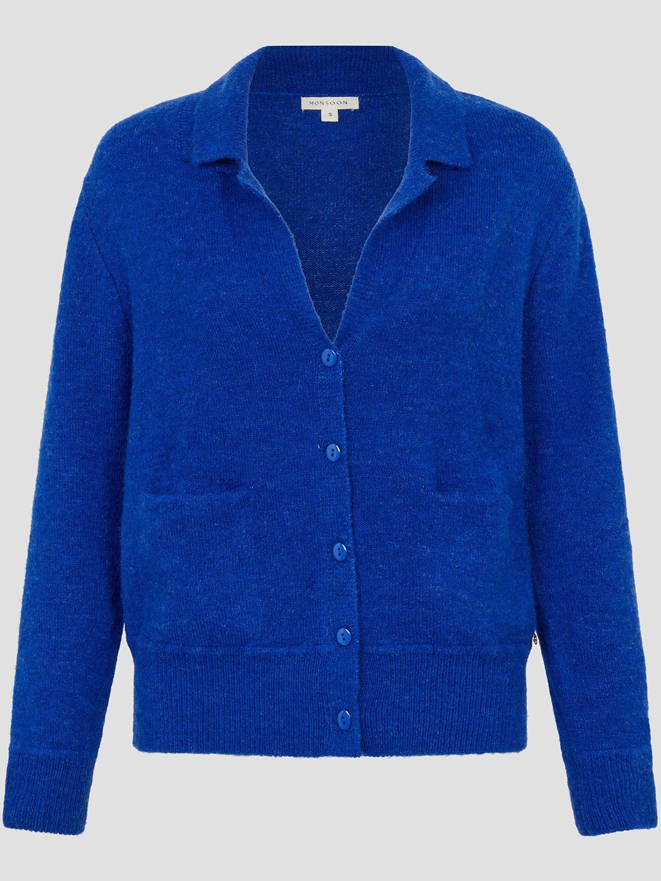 Image 3 of 5 of Monsoon Cora Collar Cardigan Cobalt - Blue