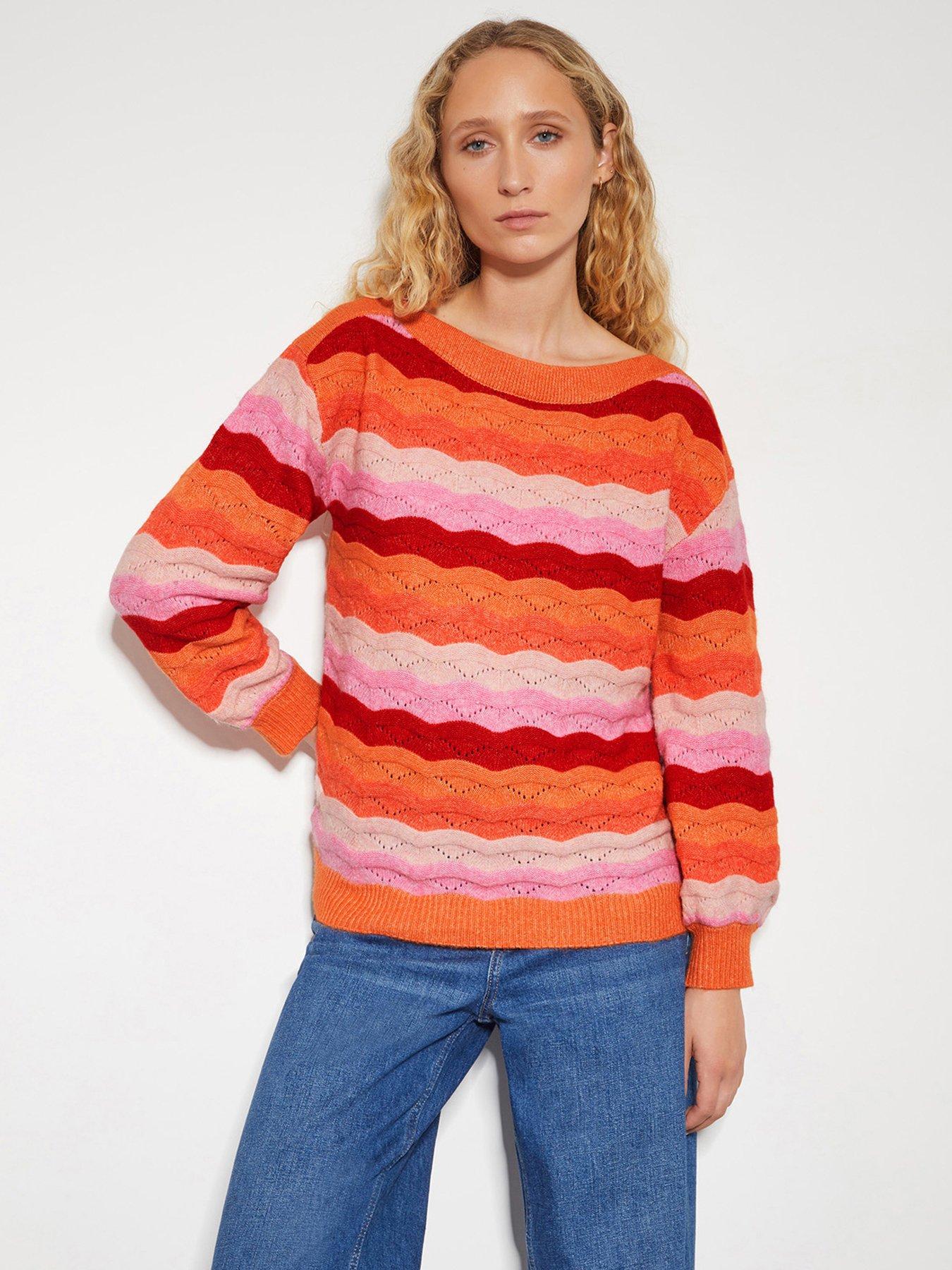 Image 1 of 6 of Monsoon Sasha Stripe Jumper - Pink